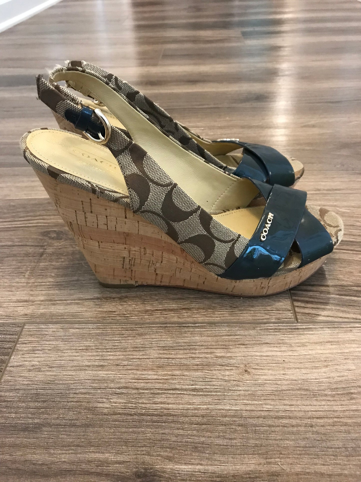 Coach Monogrammed Wedge Heels! Size 9.5