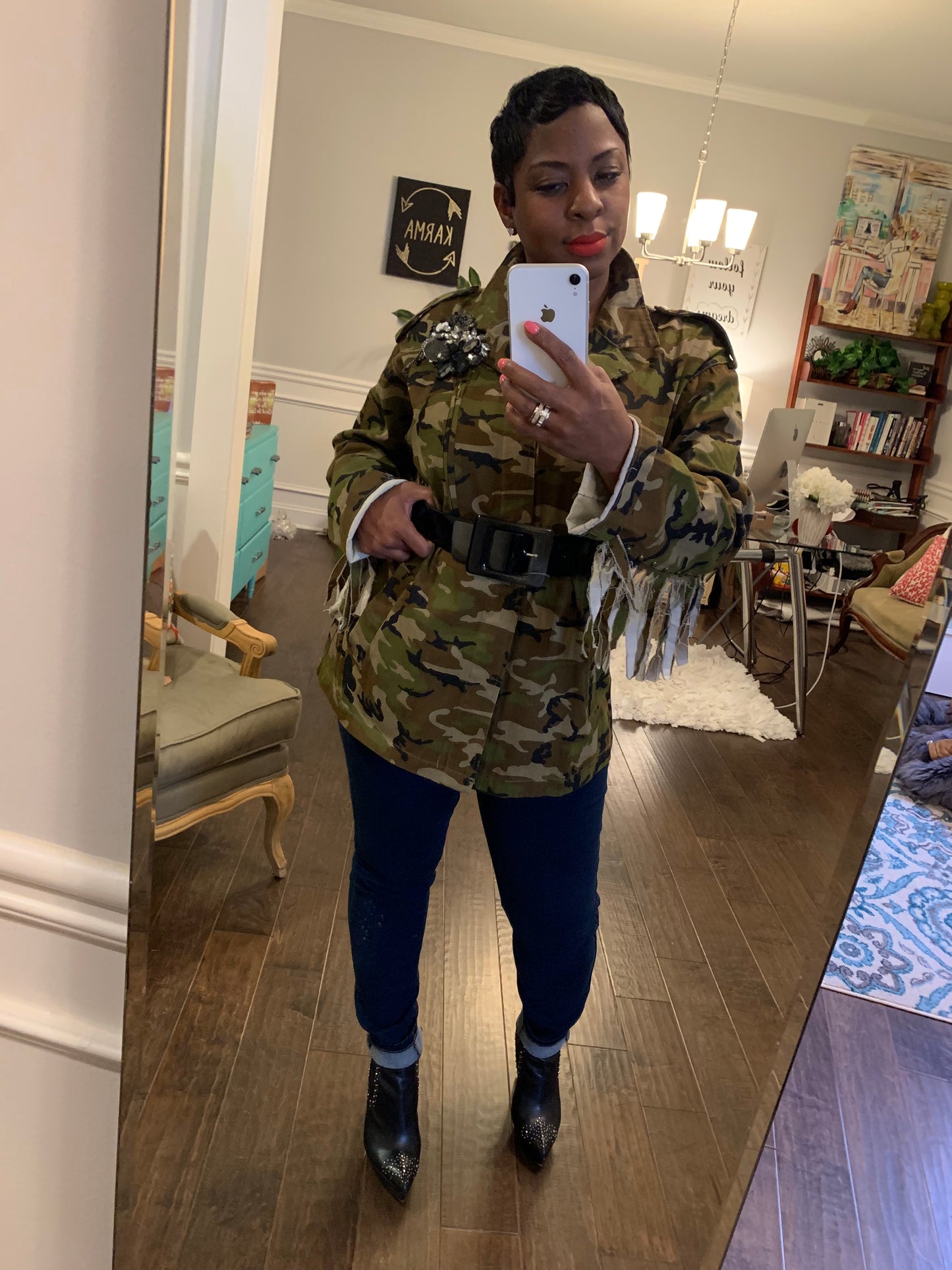 Studded Fringed Sleeve Camo Jacket! Sizes S-3X