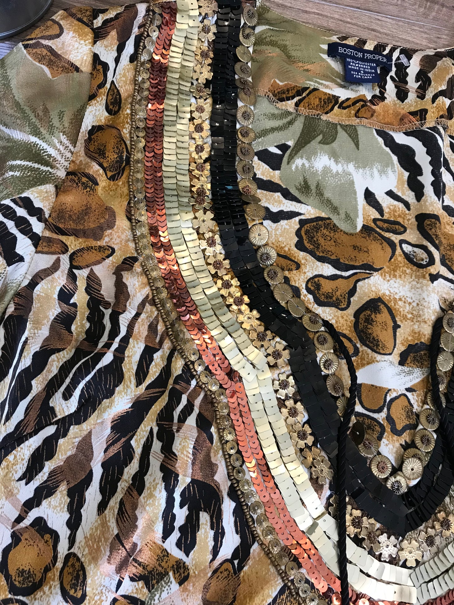 Boston Proper Leopard Satin Tunic: Size S