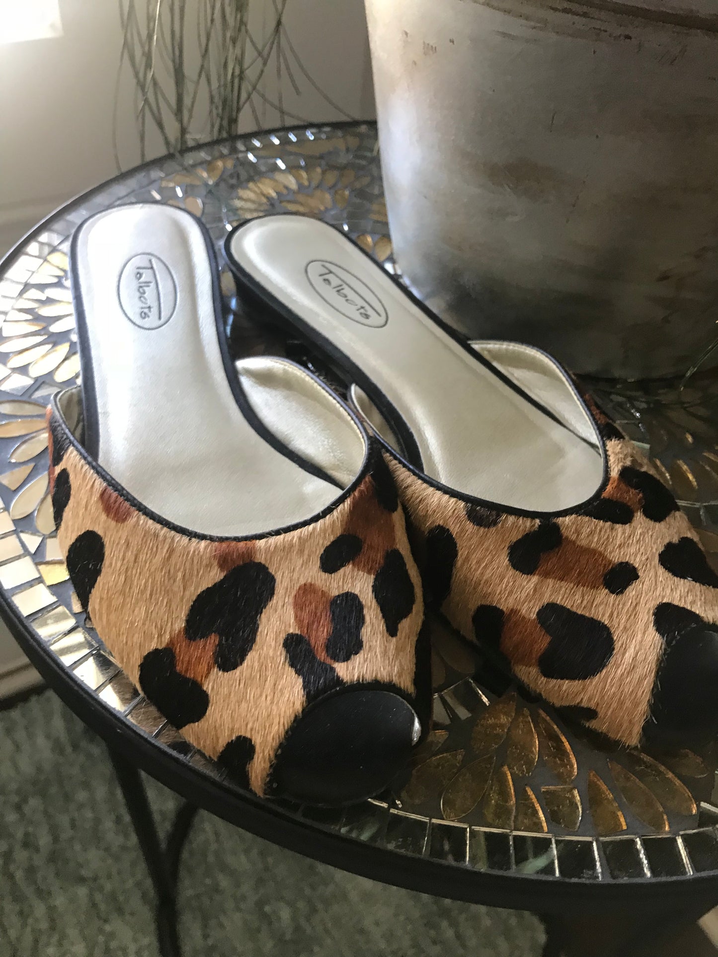 Talbots Leopard Flat Mules! Size 8