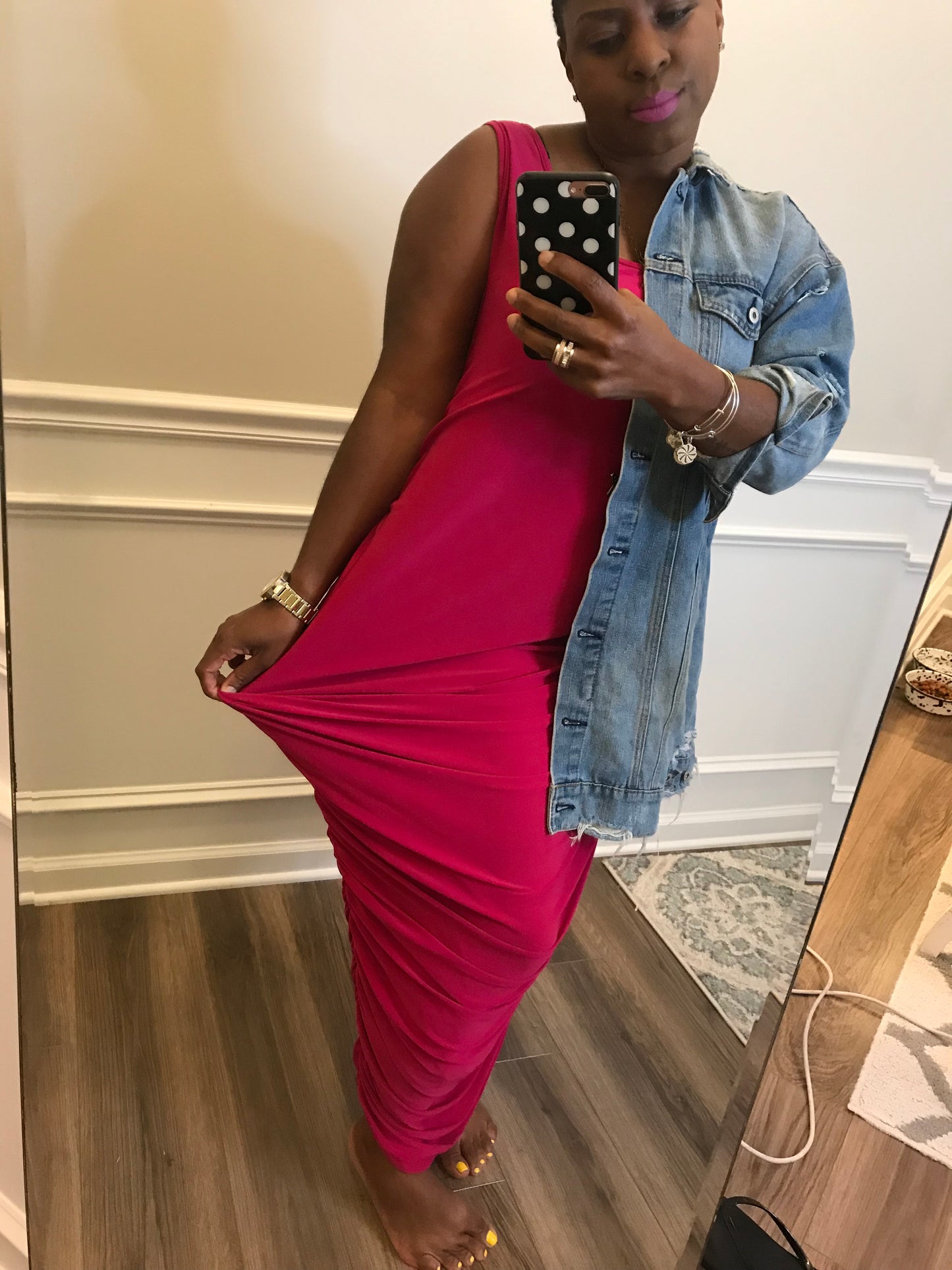 Magenta Ruched Dress! Size M-XL