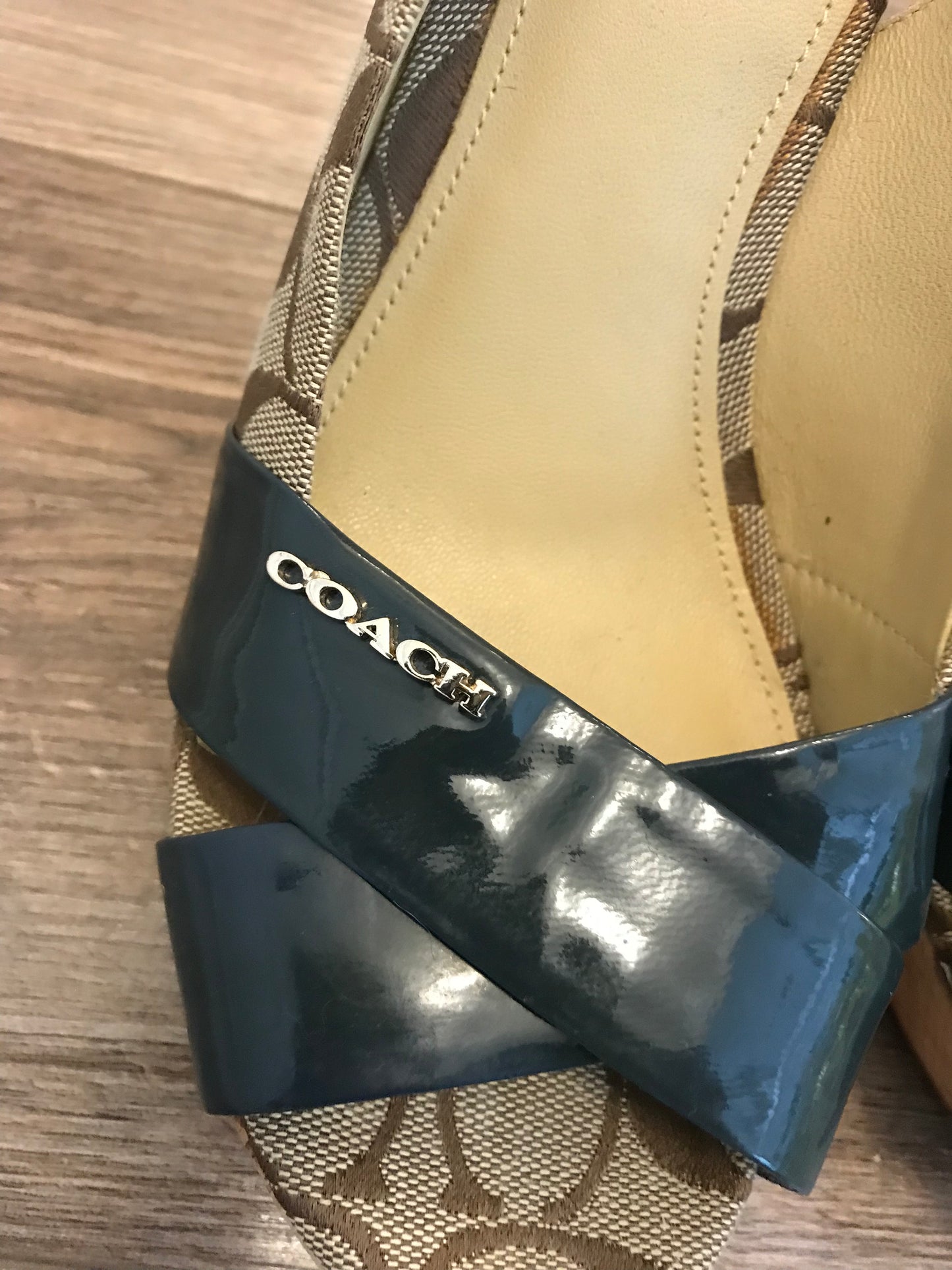 Coach Monogrammed Wedge Heels! Size 9.5