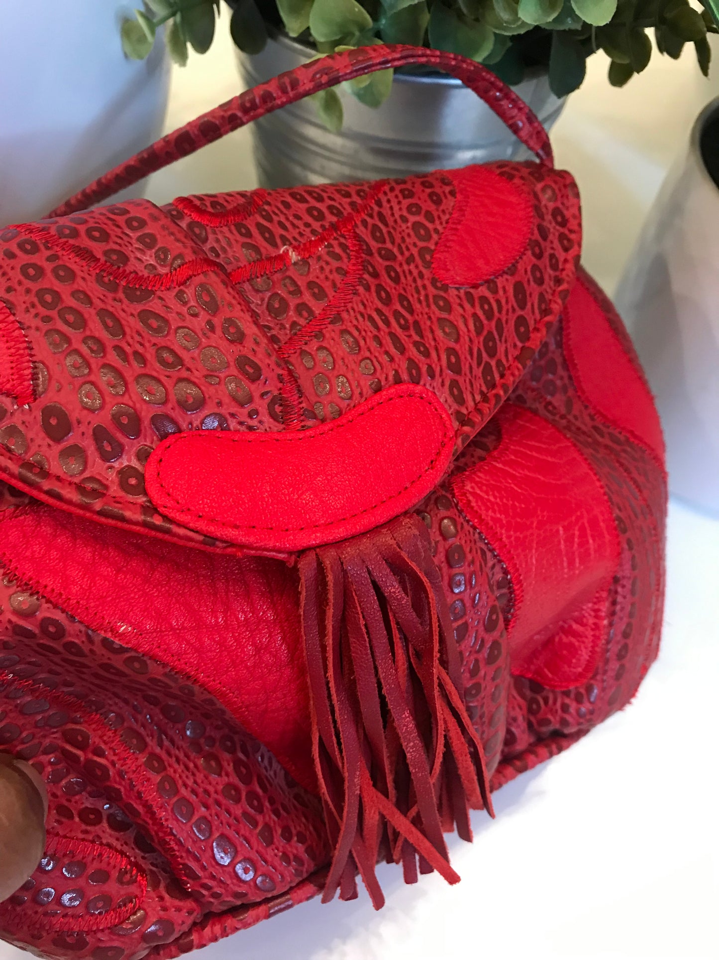 VINTAGE Red Fringe Crossbody!