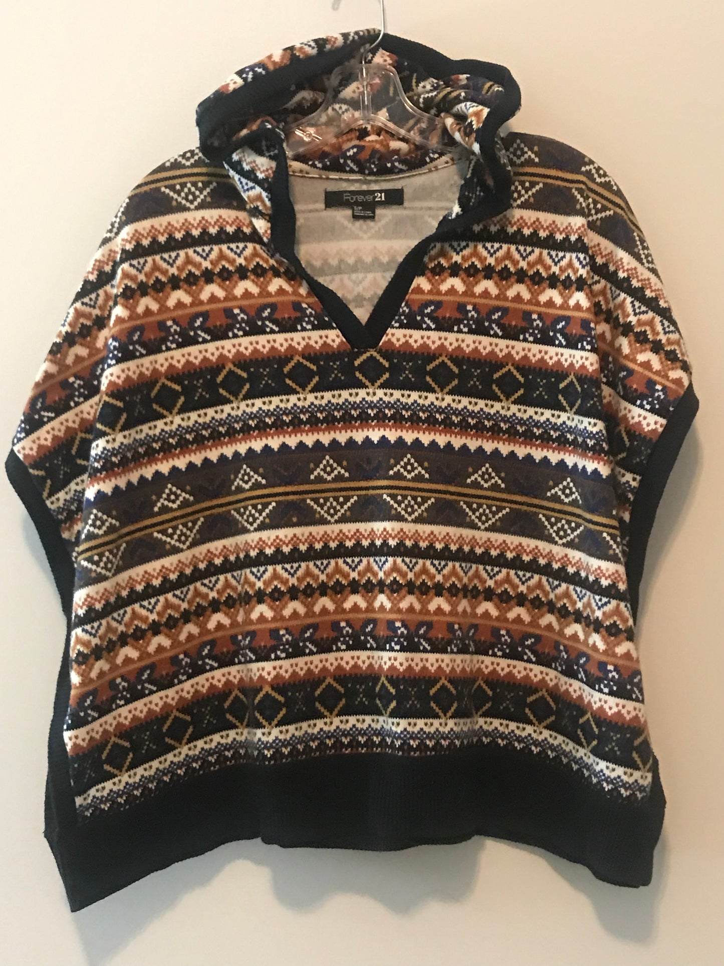 Forever 21 Aztec Printed Hoodie Cape: Sz S