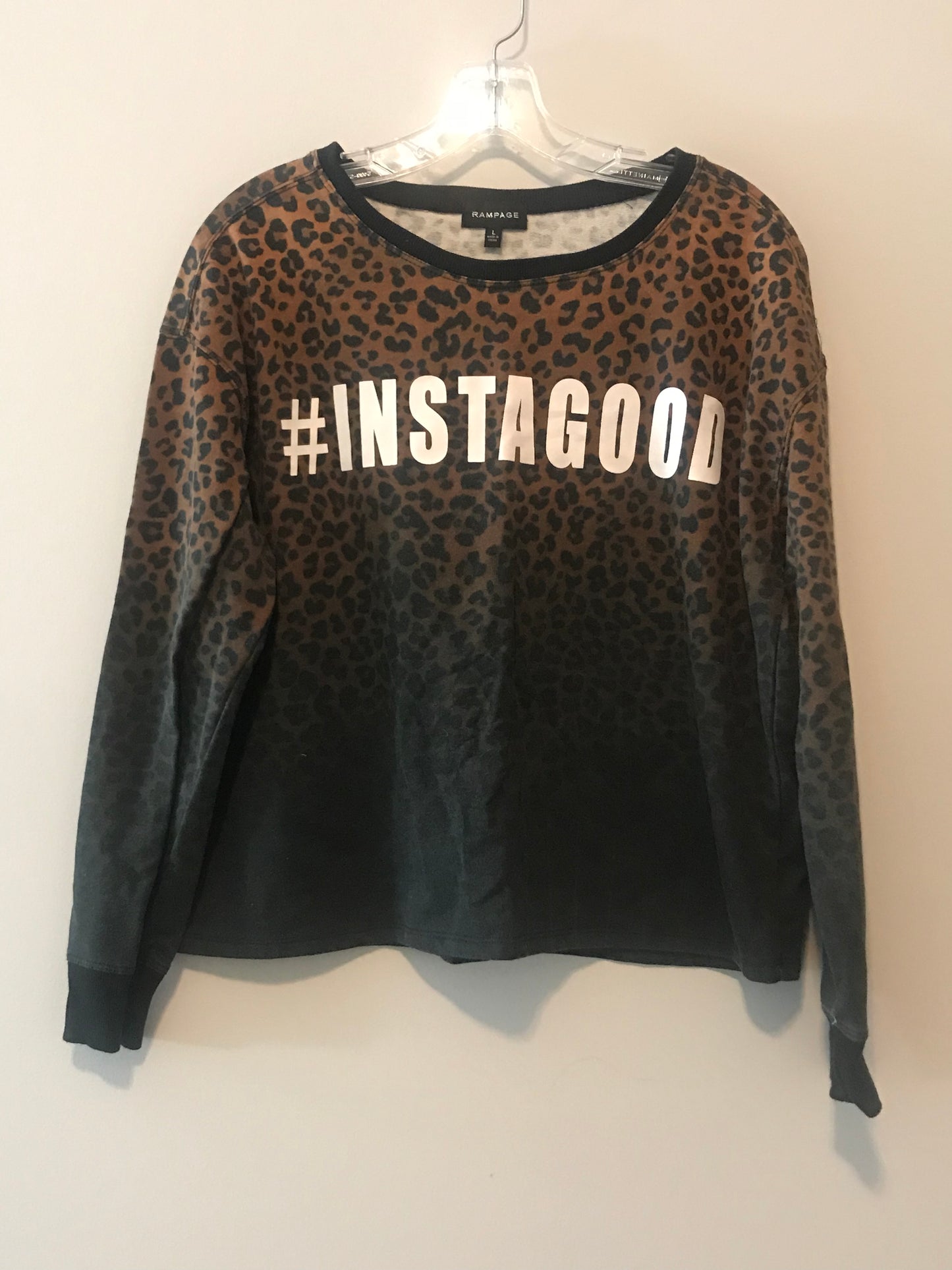 Rampage Leopard “Instagood” Sweatshirt: Sz L