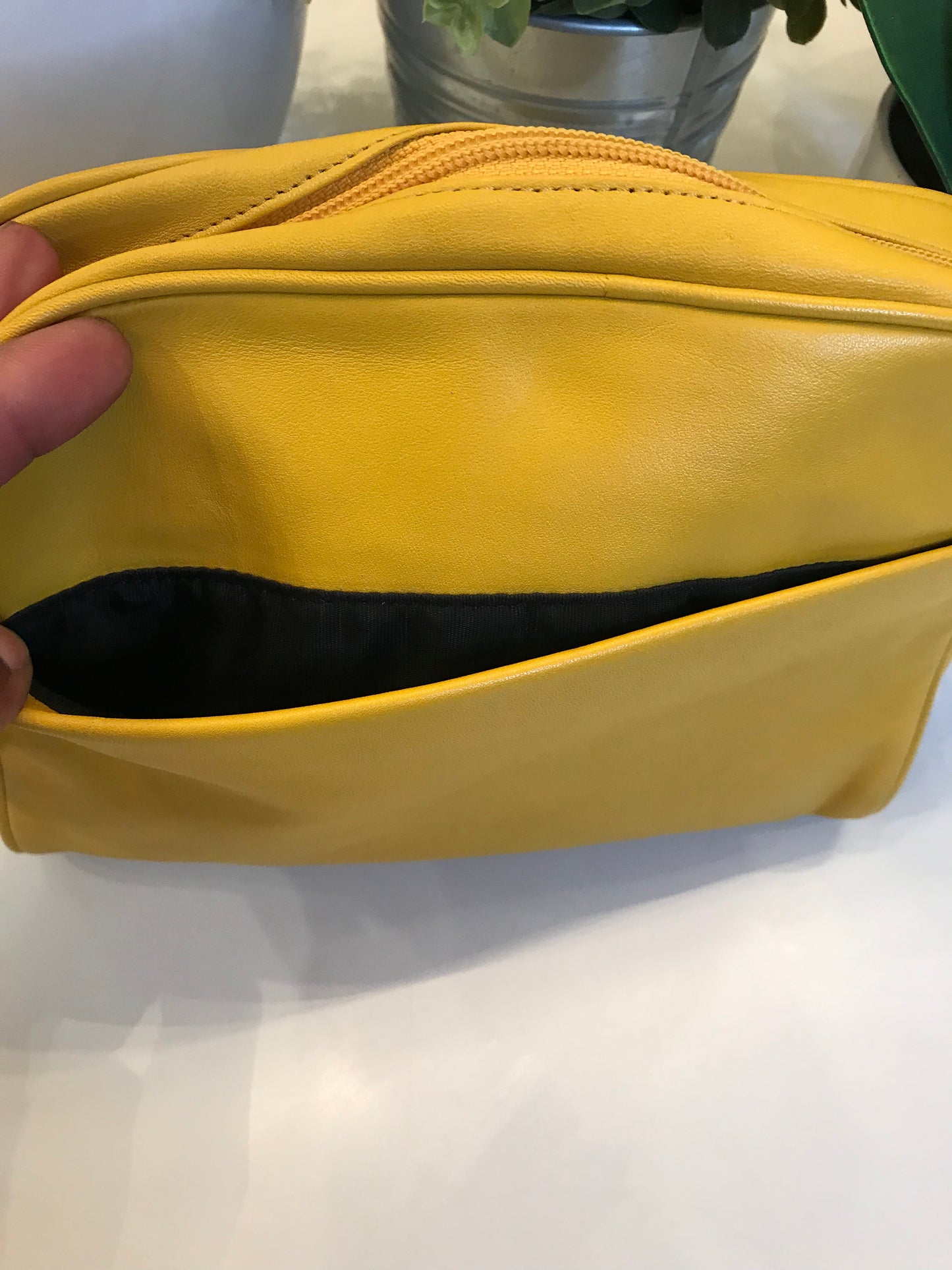 VINTAGE Canary Leather Crossbody!