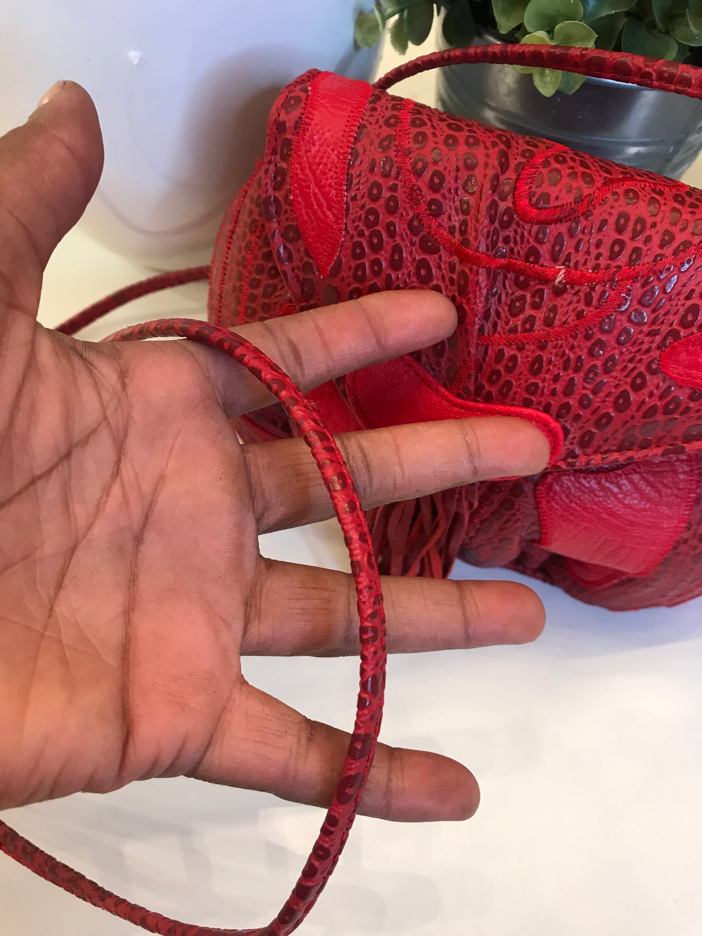 VINTAGE Red Fringe Crossbody!