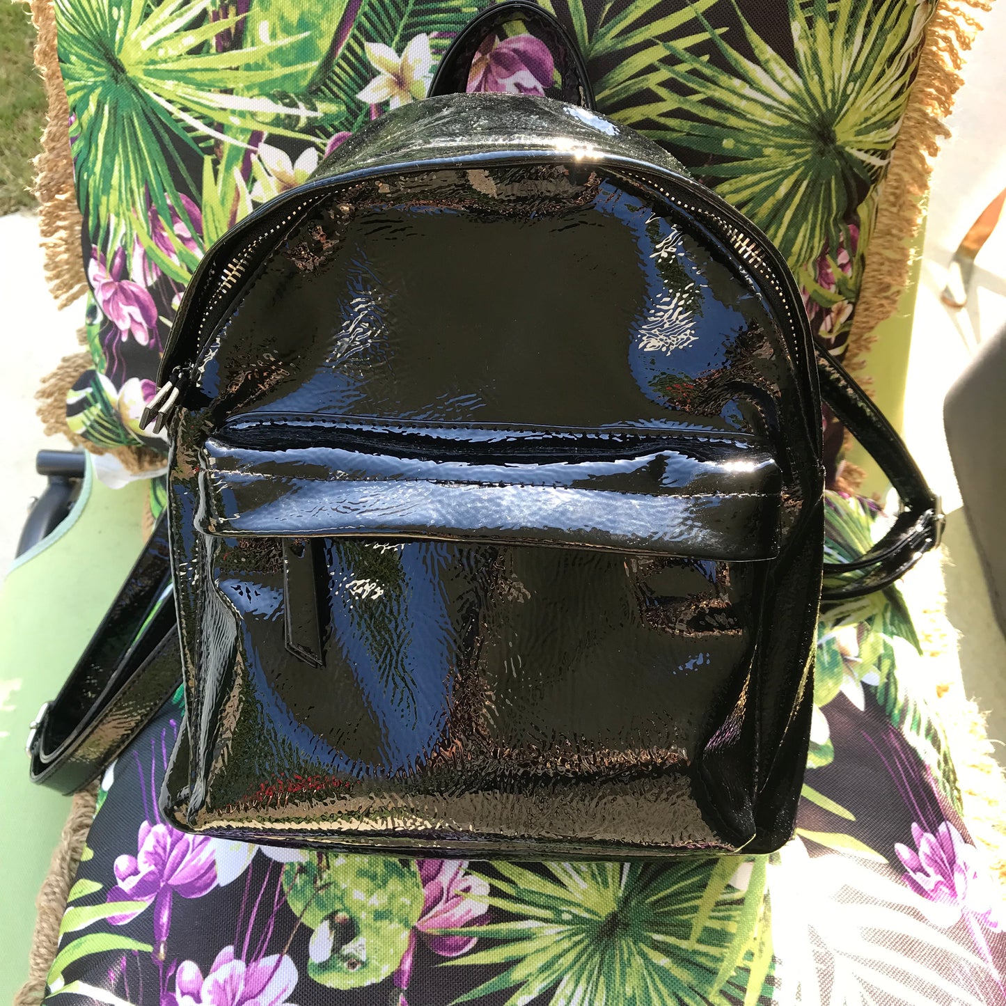 Black Patent Mini Backpack!