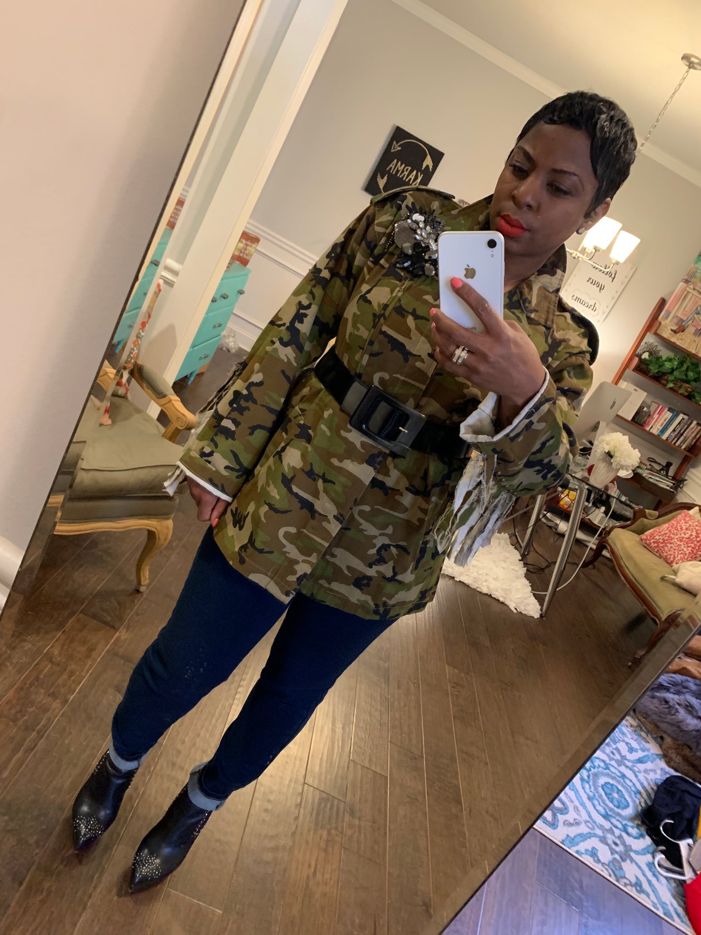 Studded Fringed Sleeve Camo Jacket! Sizes S-3X