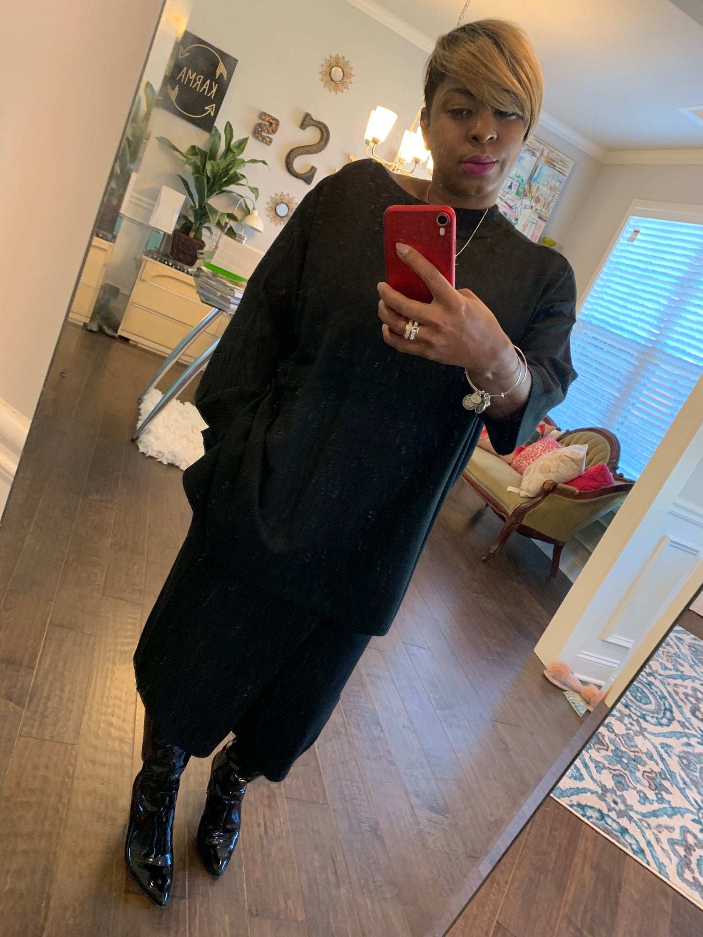 Black Oversized Culottes Set: ONE SIZE