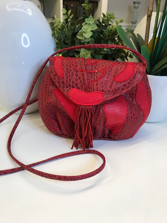 VINTAGE Red Fringe Crossbody!