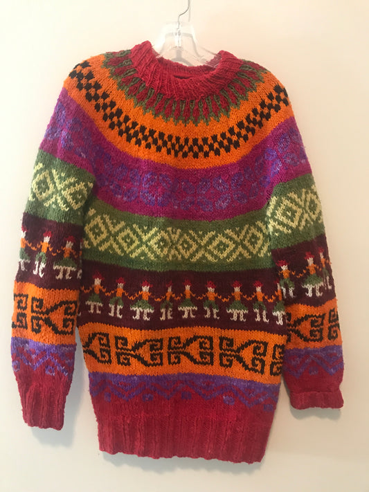Wool Printed Pullover Sweater: Sz M