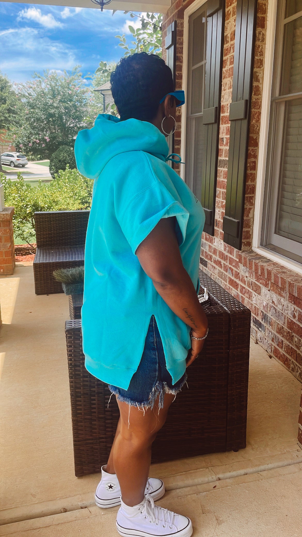 GGM! Designed By God: Cuffed Hoodie. TEAL