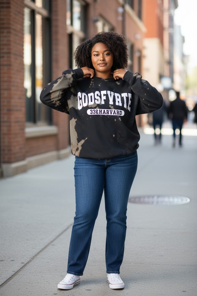 GGM! GODSFVRTE Varsity Black Crewneck.