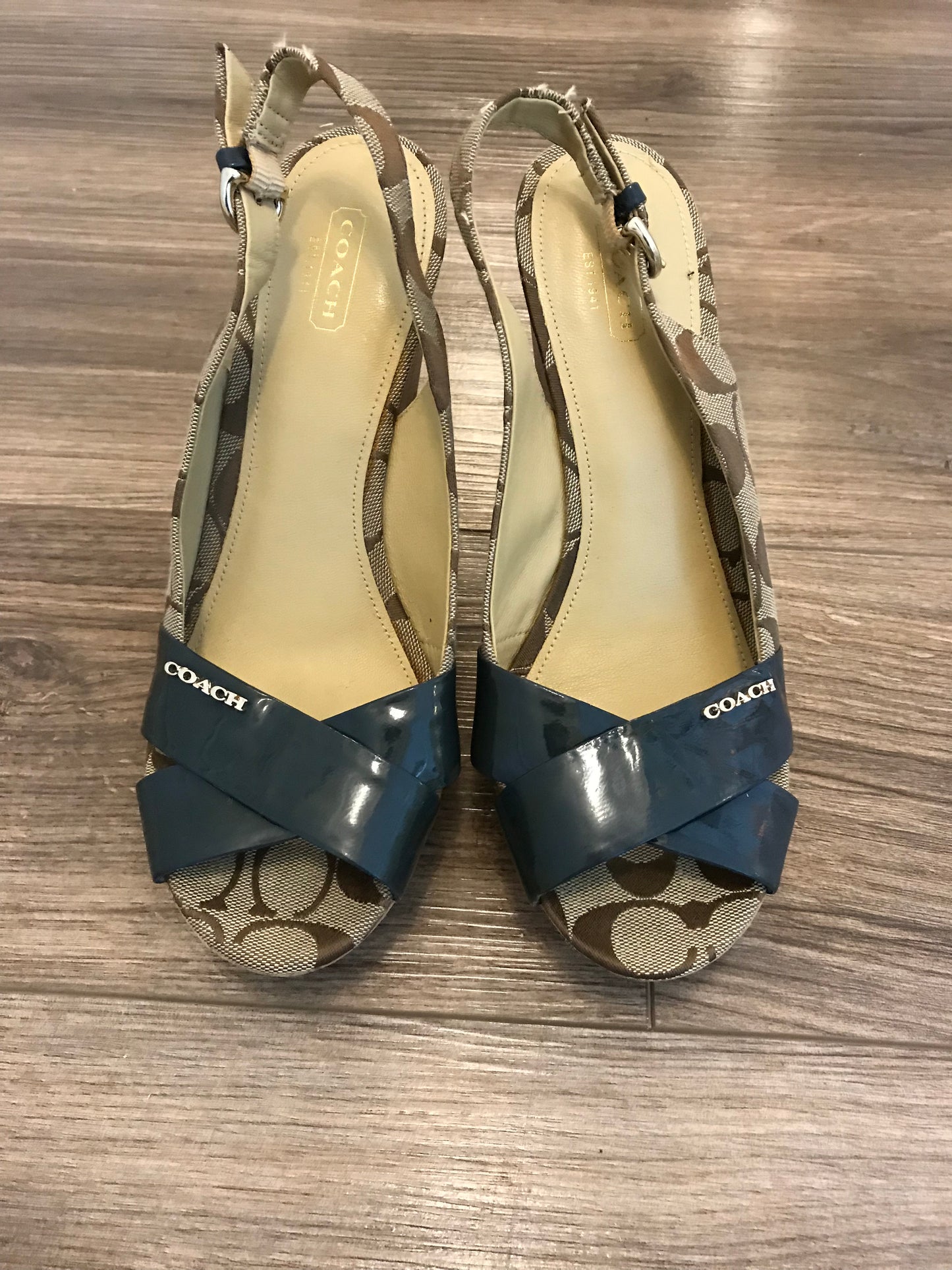 Coach Monogrammed Wedge Heels! Size 9.5