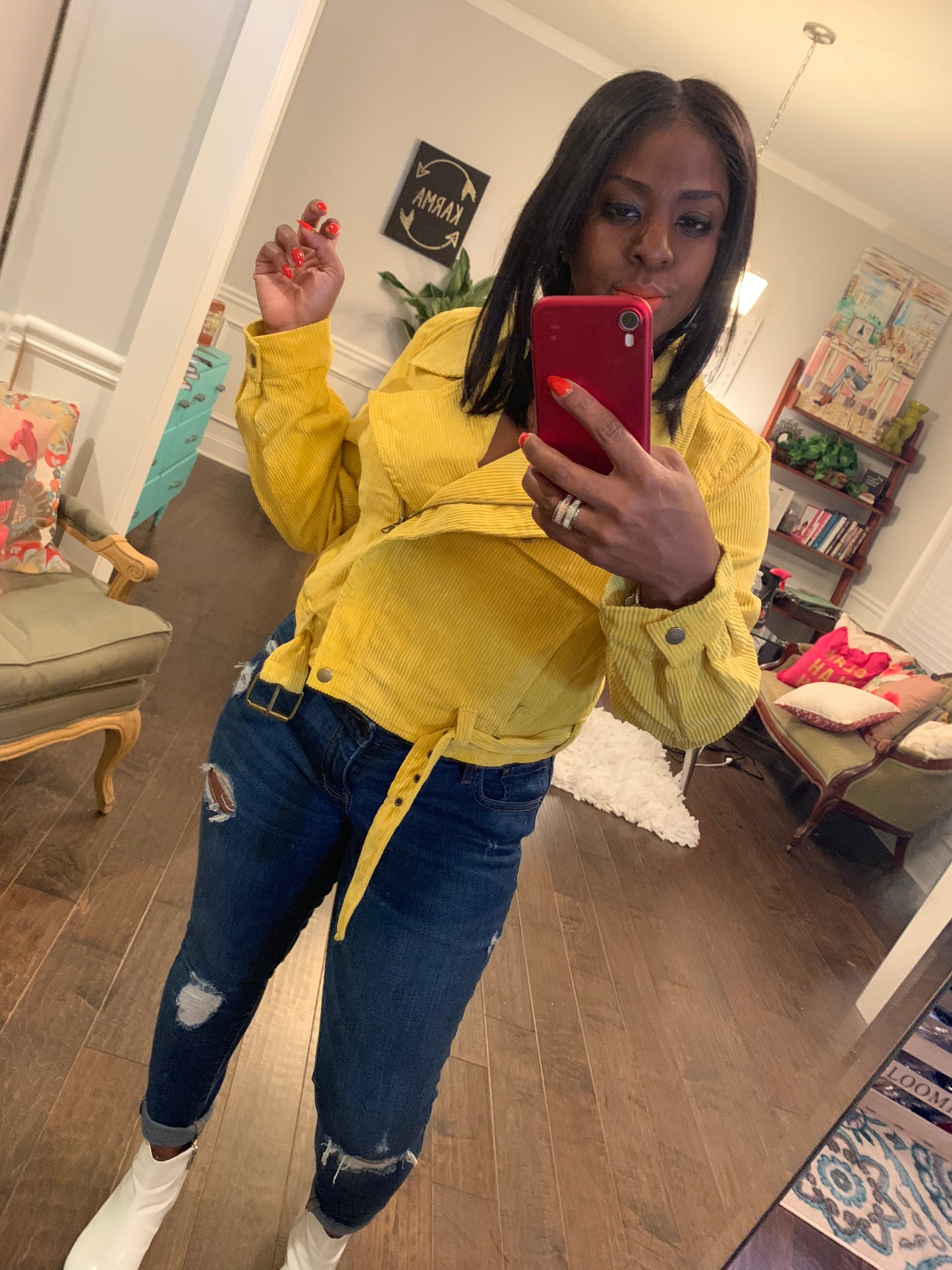 Mustard Cord Moto Jacket! Sizes S-L