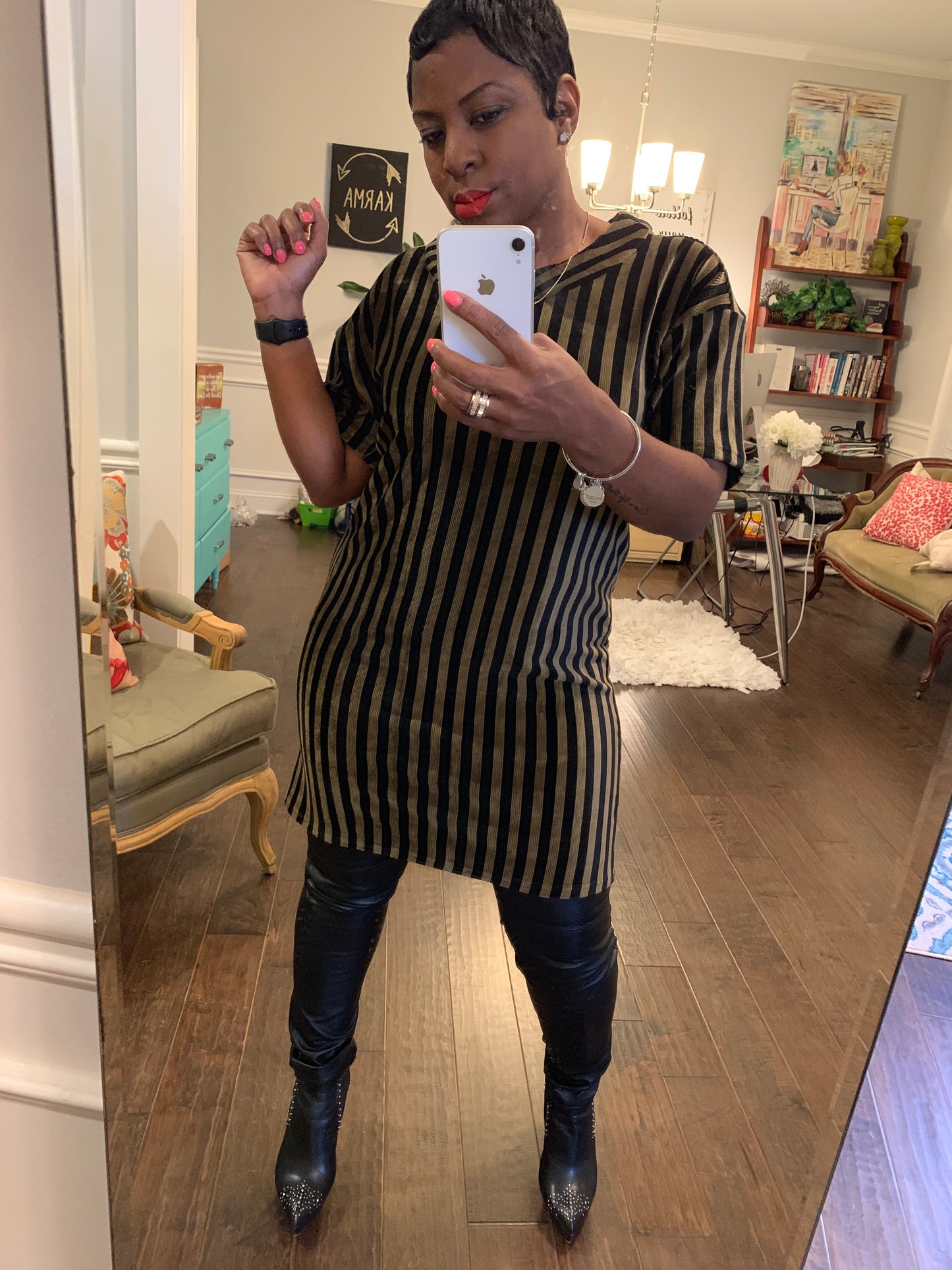 Olive & Black Velvet Tunic/Dress: Sizes S-L