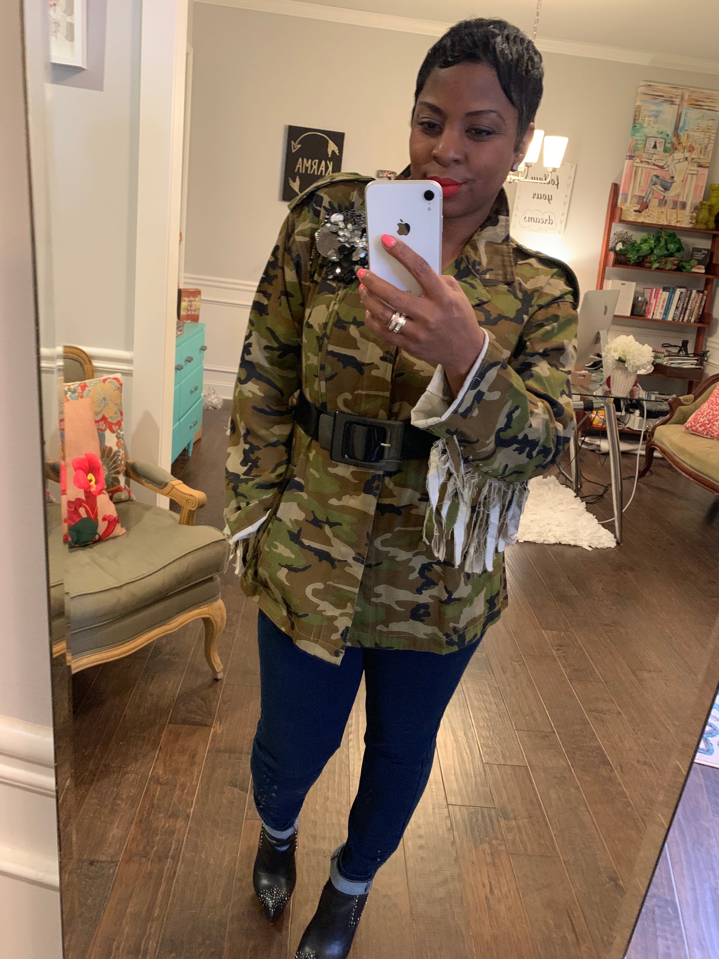 Studded Fringed Sleeve Camo Jacket! Sizes S-3X