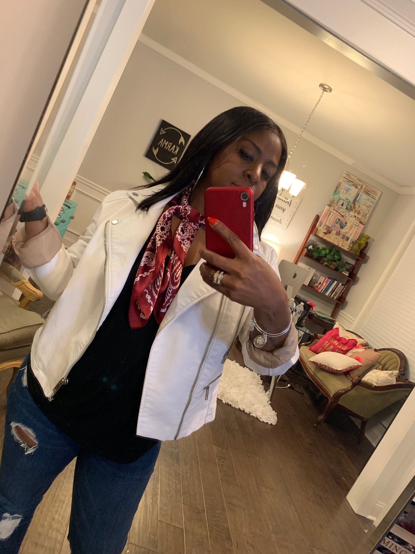 Satin Fashion Bandanna: STRAWBERRY RED