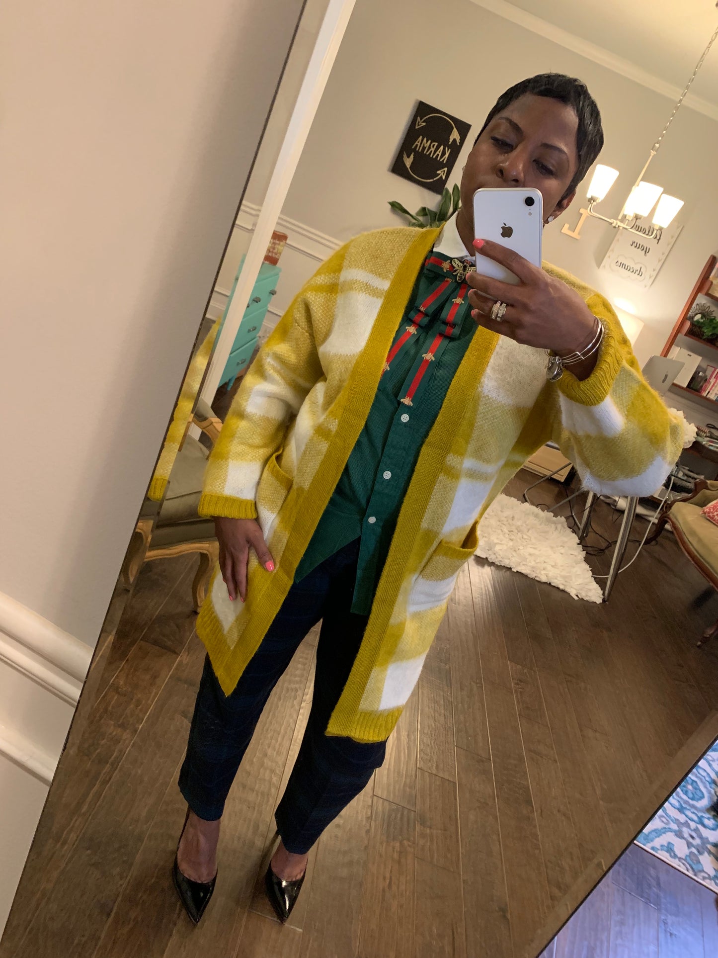 Mustard Plaid Midi Cardigan: Sizes S-1X