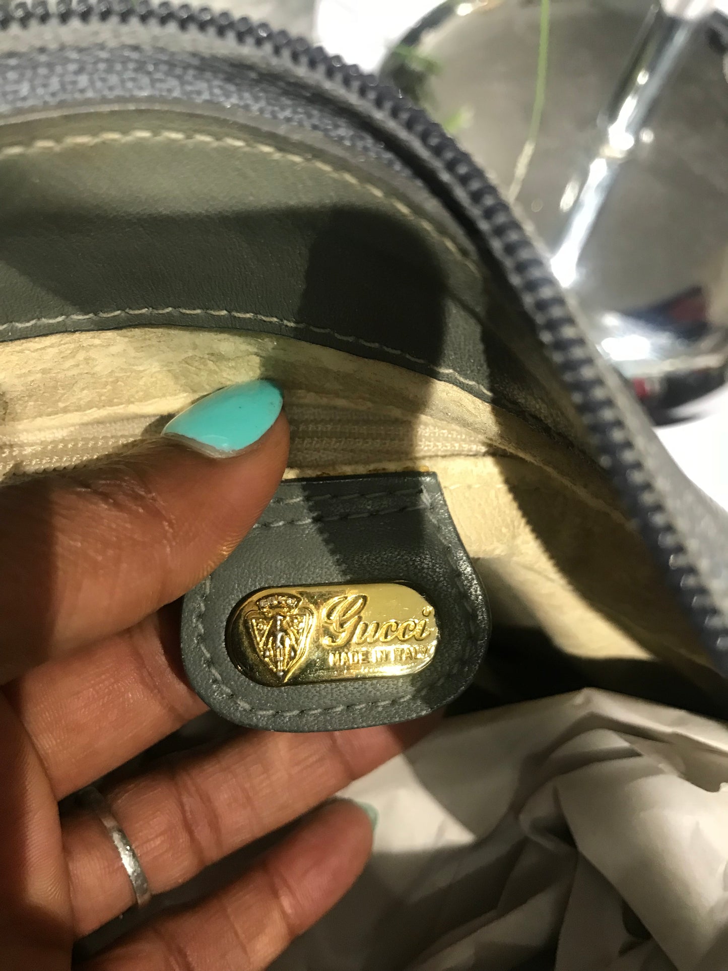 Gucci Vintage Monogrammed Grey Crossbody!