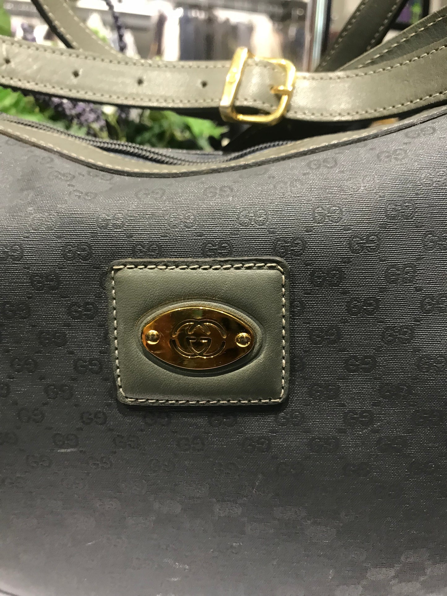 Gucci Vintage Monogrammed Grey Crossbody!