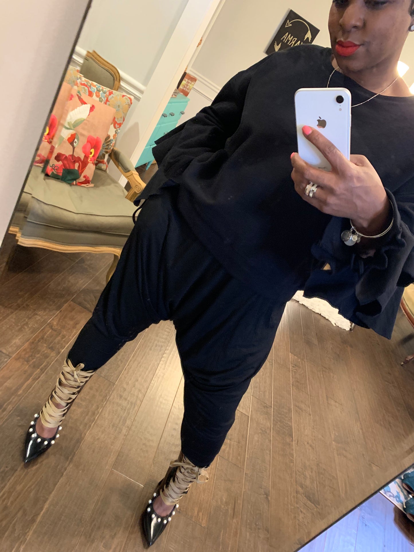 Black Harem Pants/Joggers: Fits Up to 1X