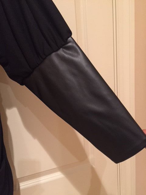 EXCLUSIVE NEW ARRIVAL by Tasha Cobbs!! Black/Leather Detail Evening Dress: Size 2X