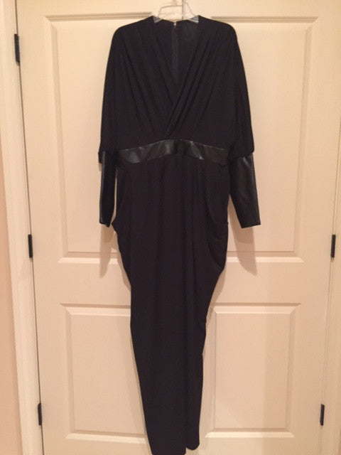 EXCLUSIVE NEW ARRIVAL by Tasha Cobbs!! Black/Leather Detail Evening Dress: Size 2X