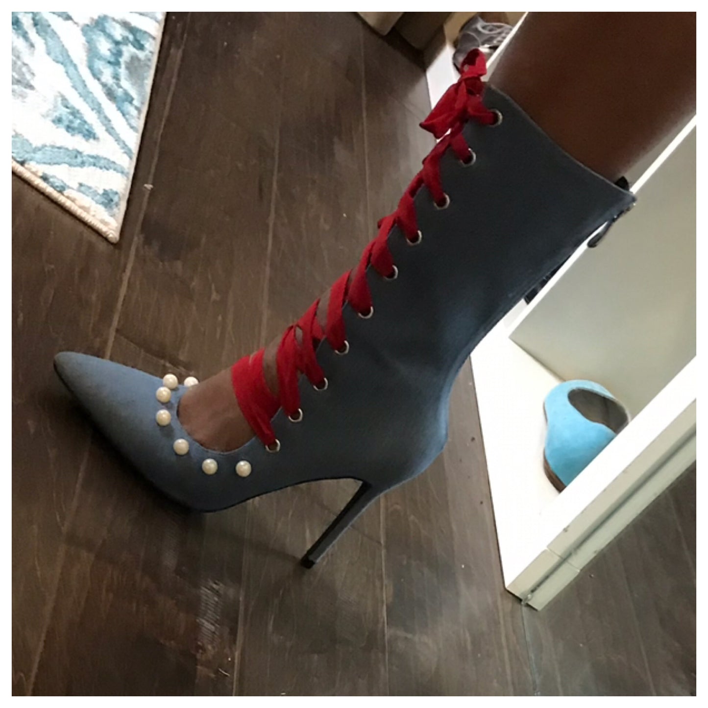 LACED! Ribboned Mid Calf Bootie! Sizes 5-10