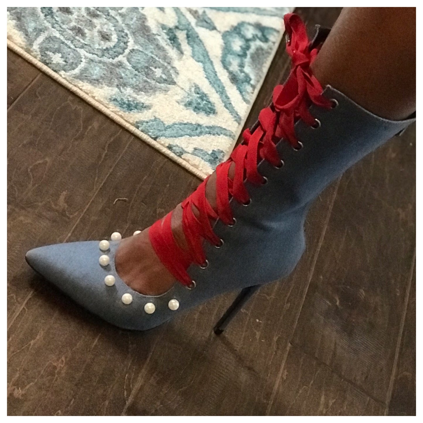 LACED! Ribboned Mid Calf Bootie! Sizes 5-10