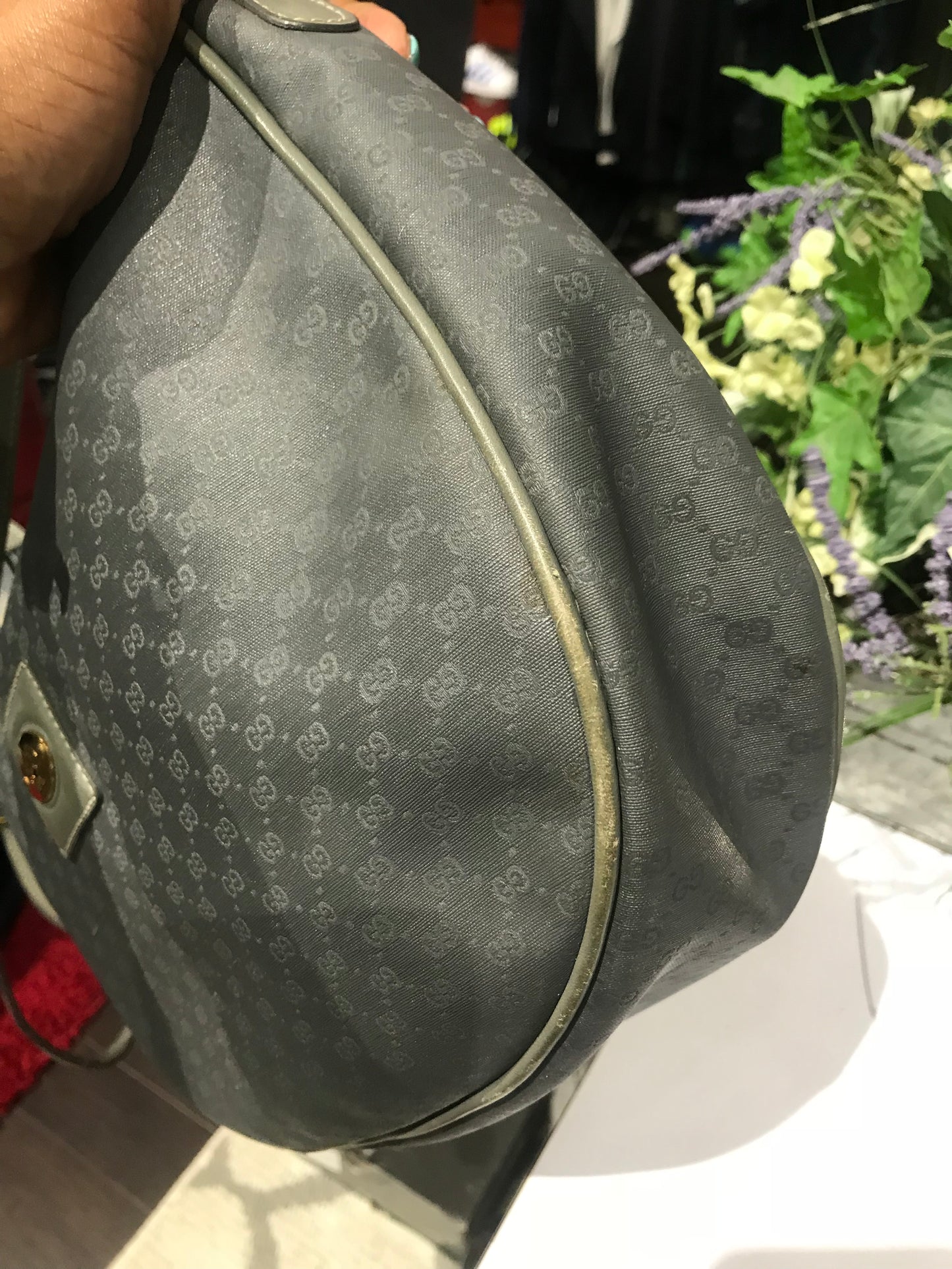 Gucci Vintage Monogrammed Grey Crossbody!