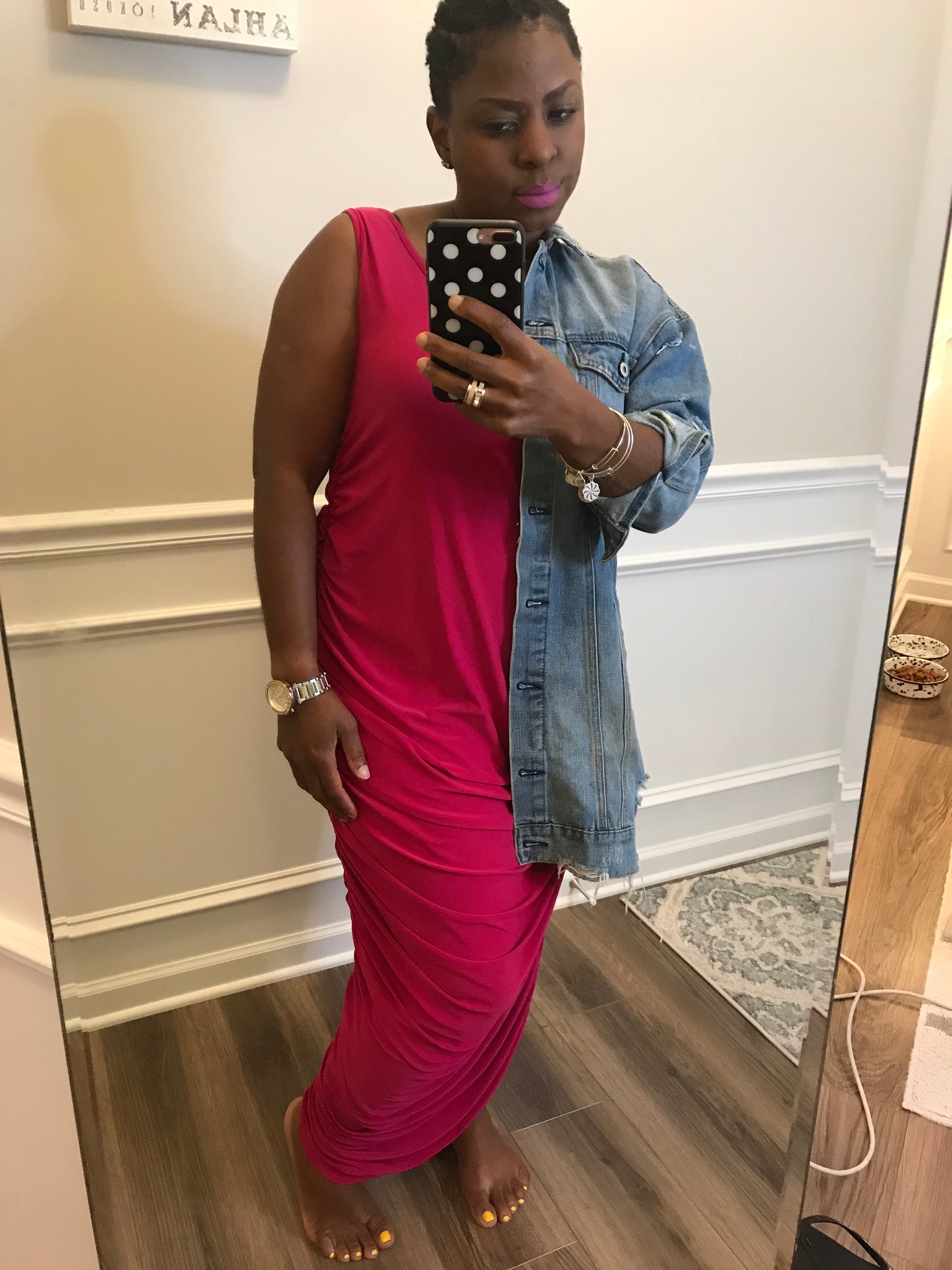 Magenta Ruched Dress! Size M-XL