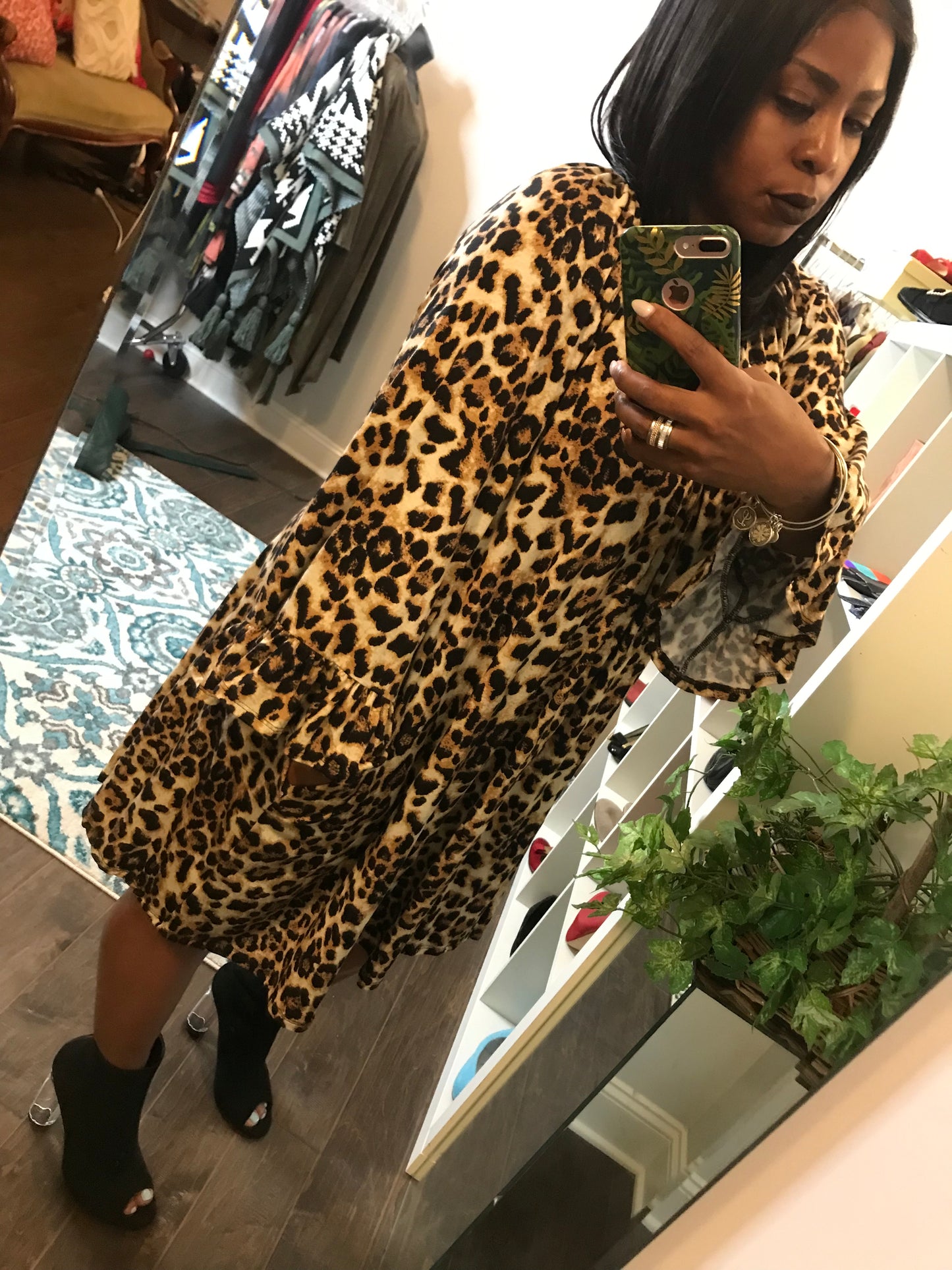 Leopard Bell Sleeve Tunic/Dress! Fits Sizes 1X-3X