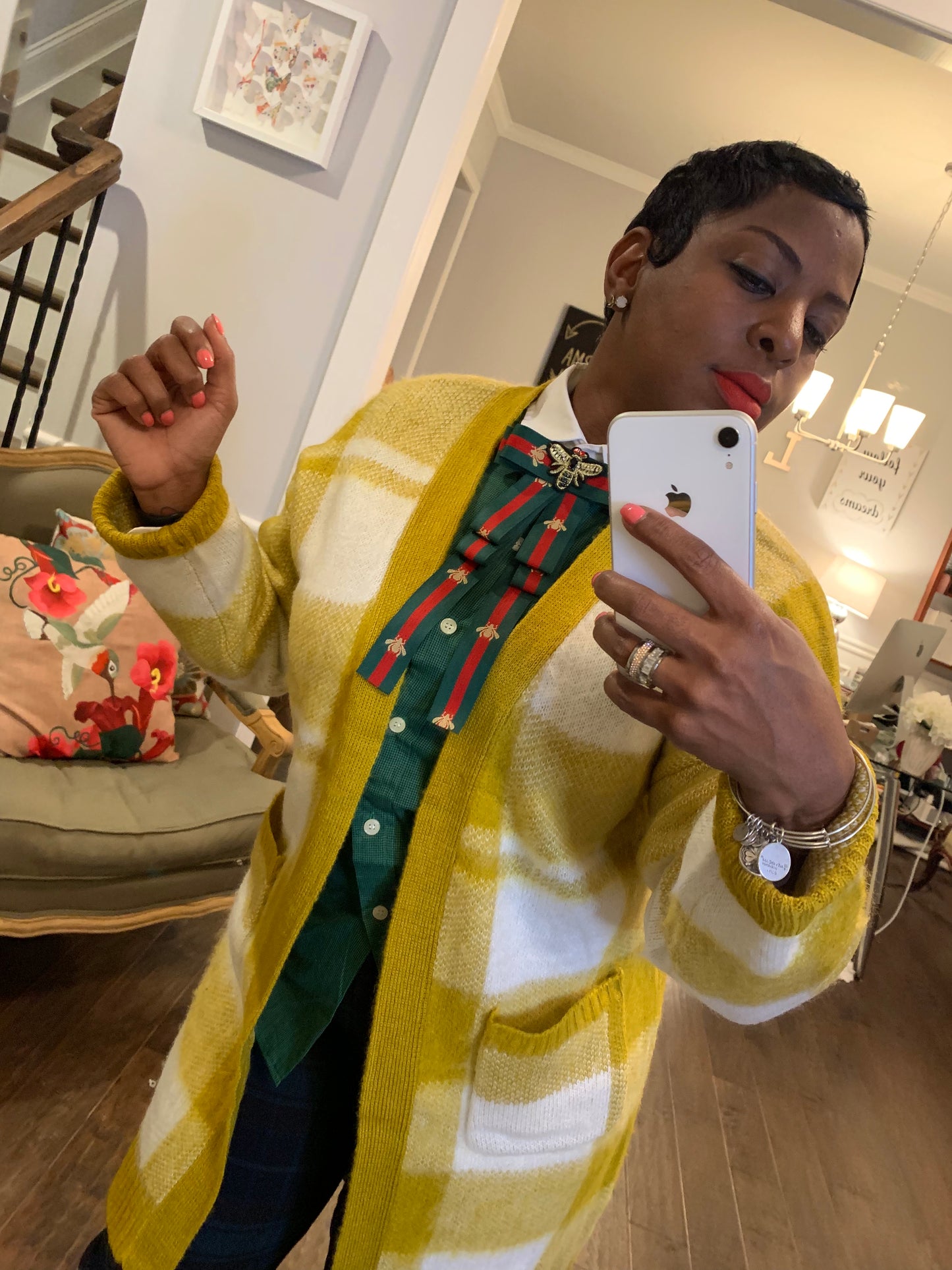 Mustard Plaid Midi Cardigan: Sizes S-1X
