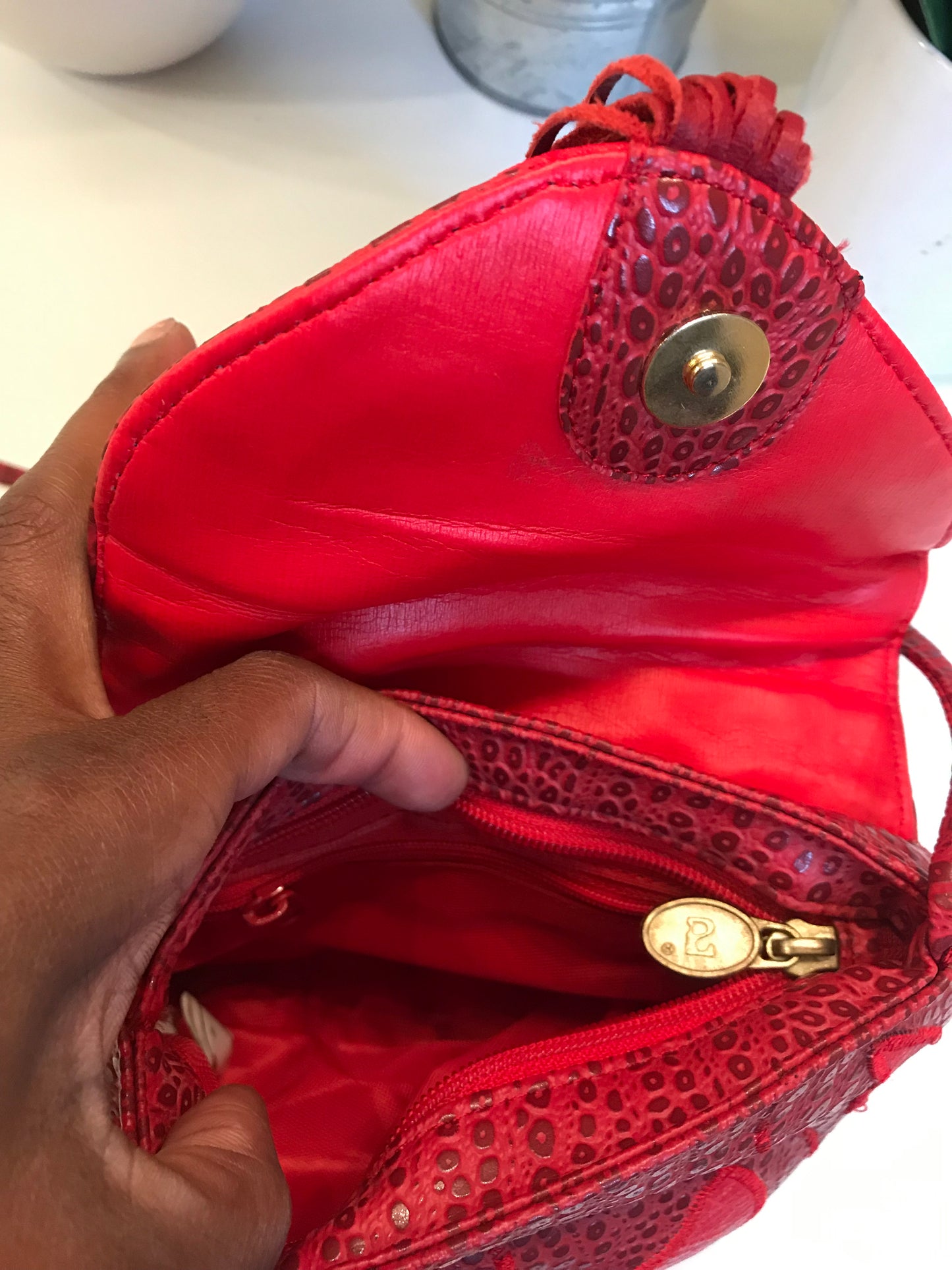 VINTAGE Red Fringe Crossbody!