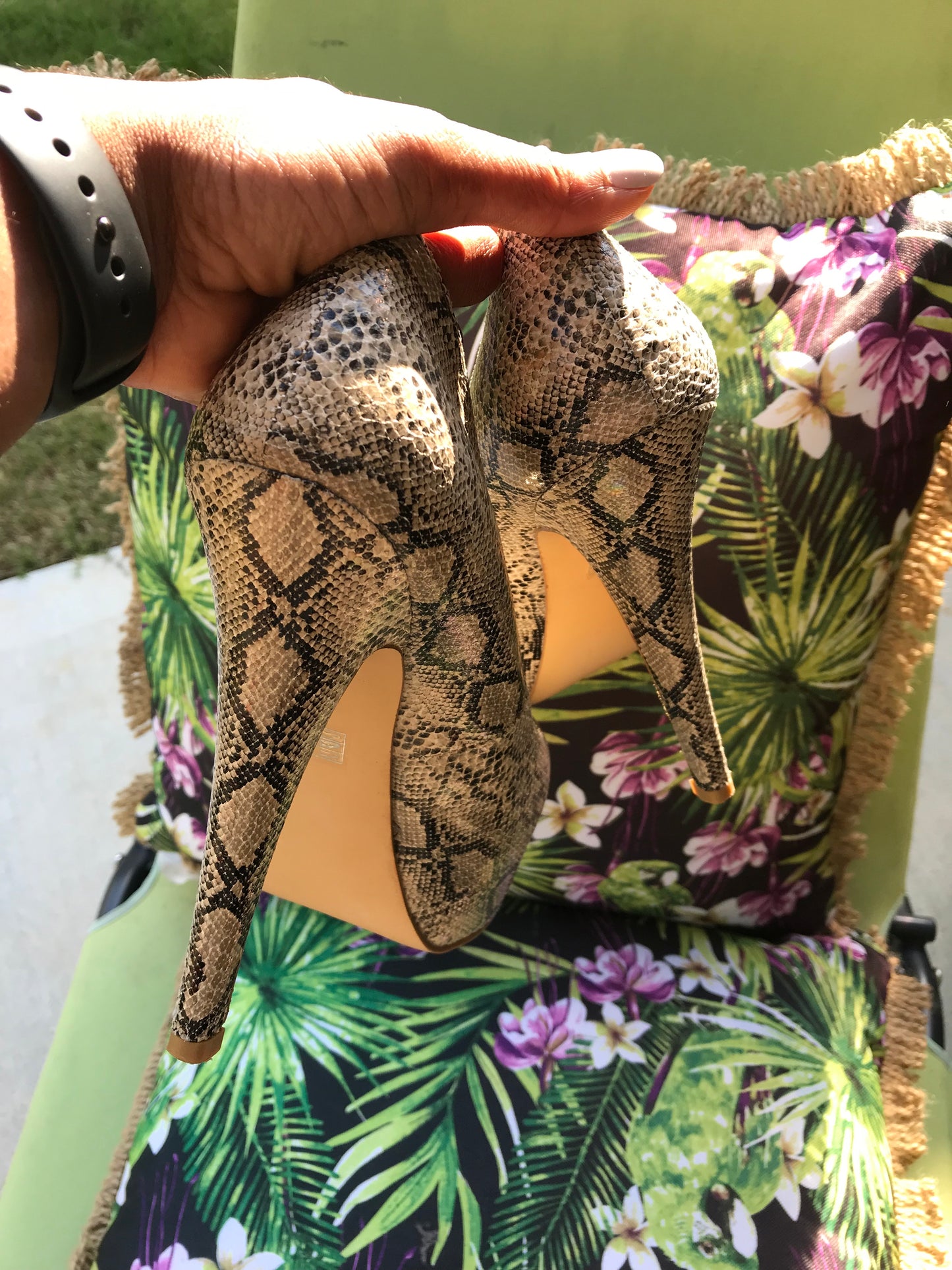 MICHAEL Snakeskin Stiletto Heels: Size 10