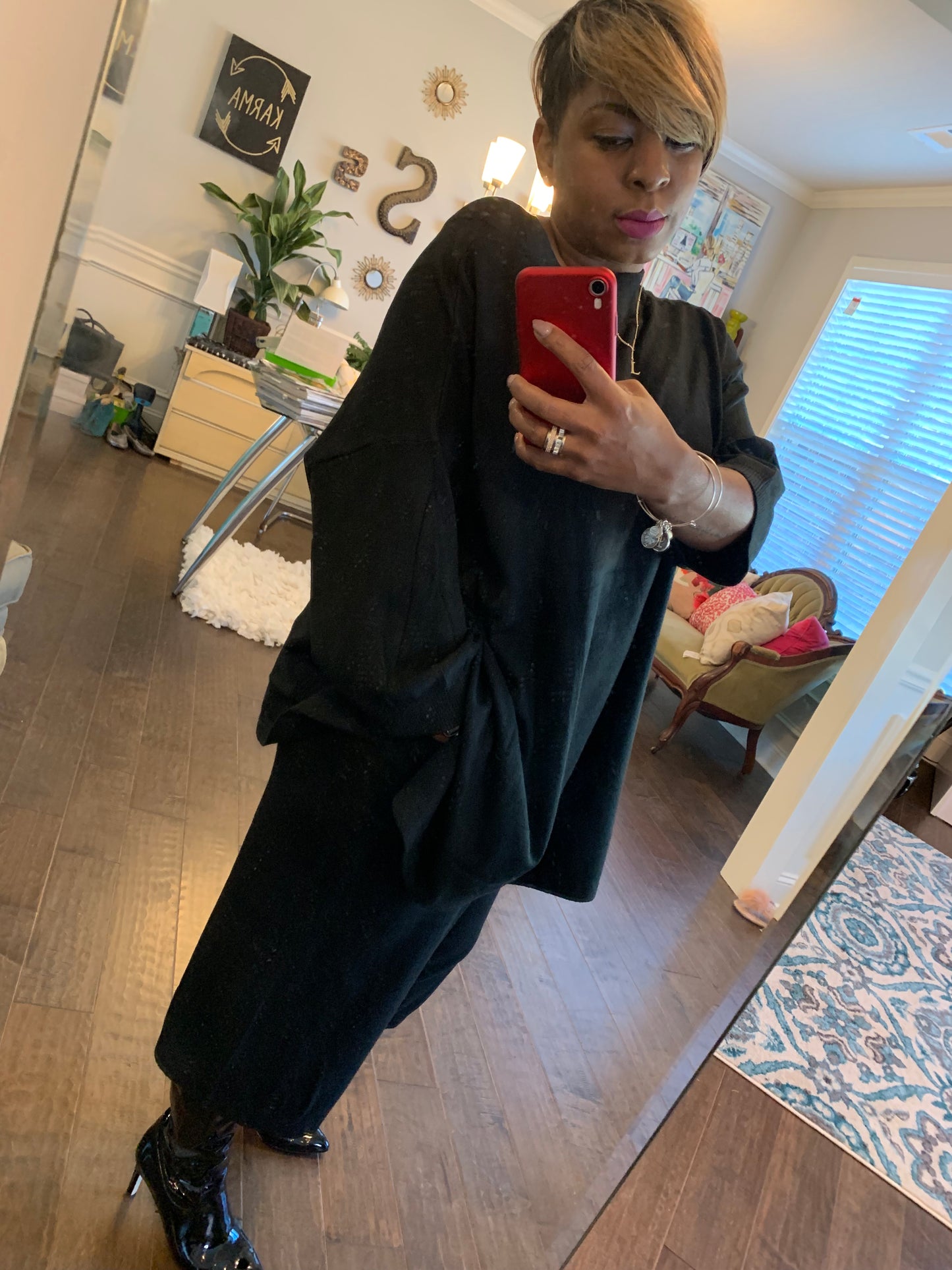 Black Oversized Culottes Set: ONE SIZE