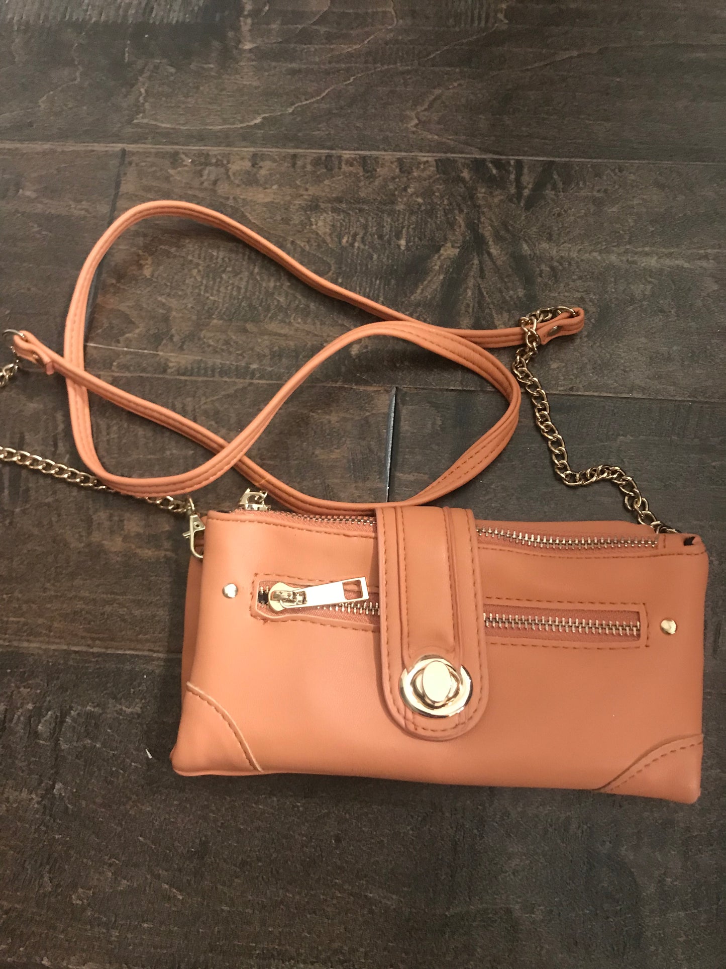 Peach Faux Leather Crossbody!