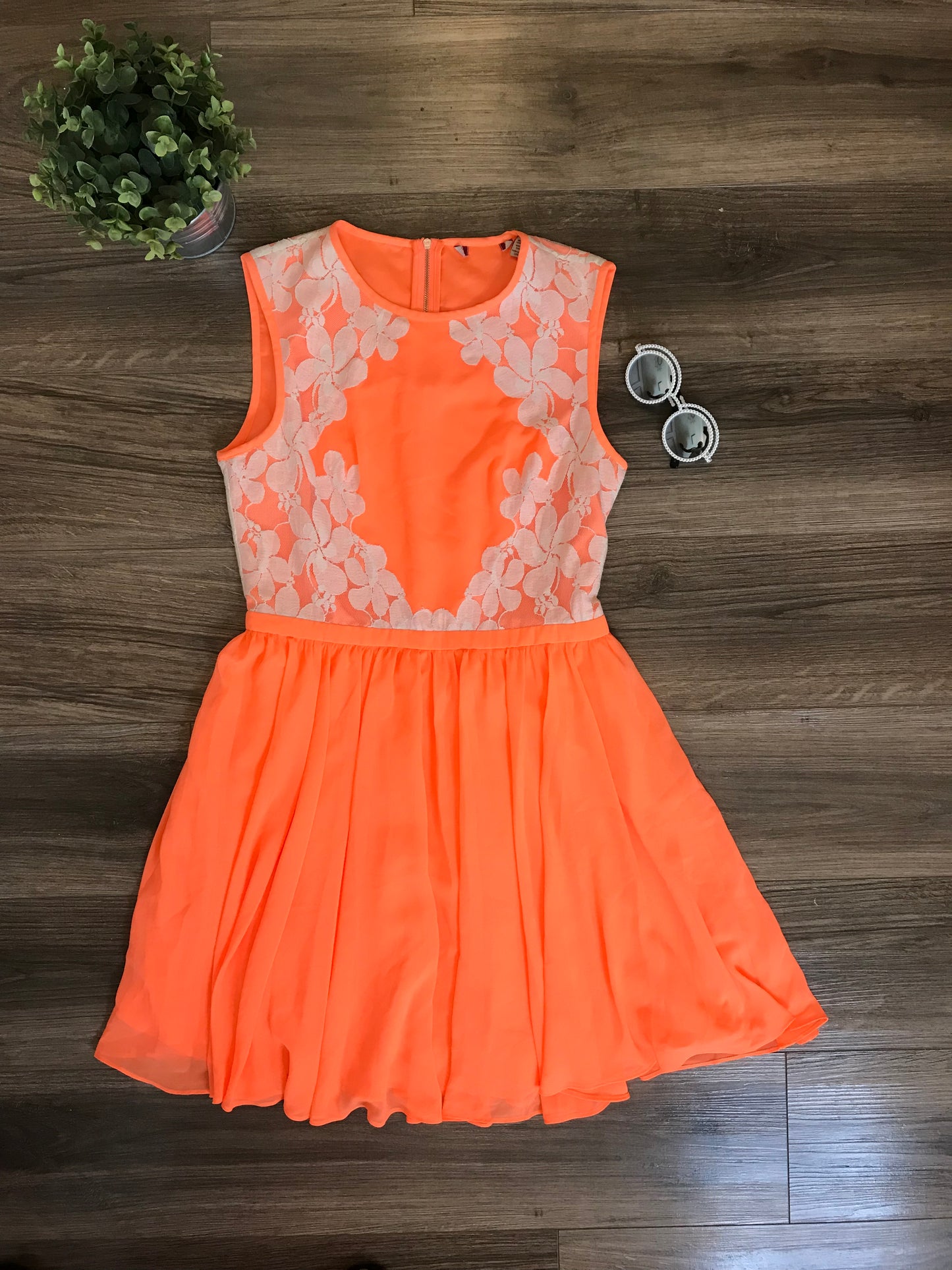 Neon & Lace Skater Dress! Size S