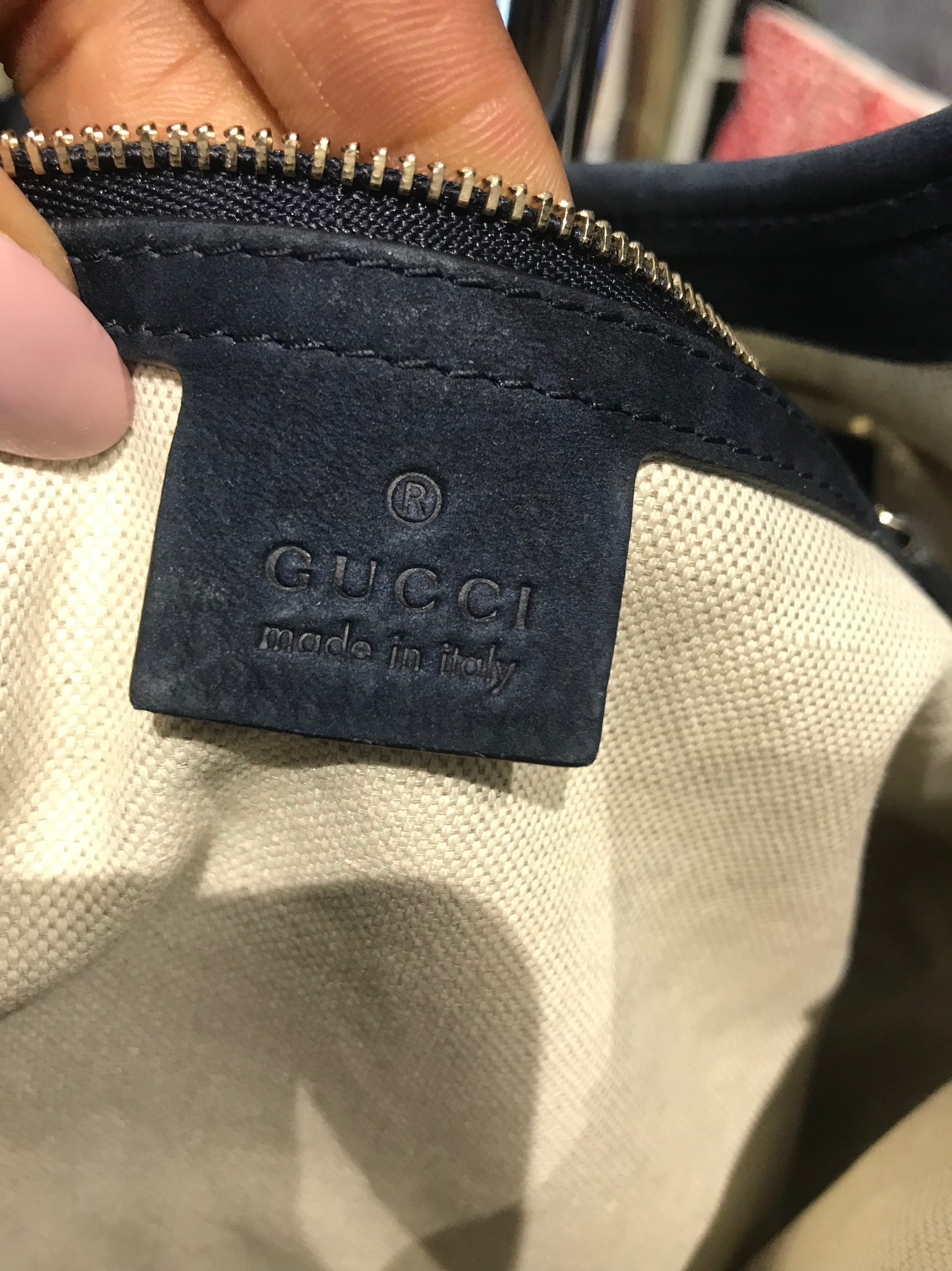Gucci GG Supreme Navy Handbag