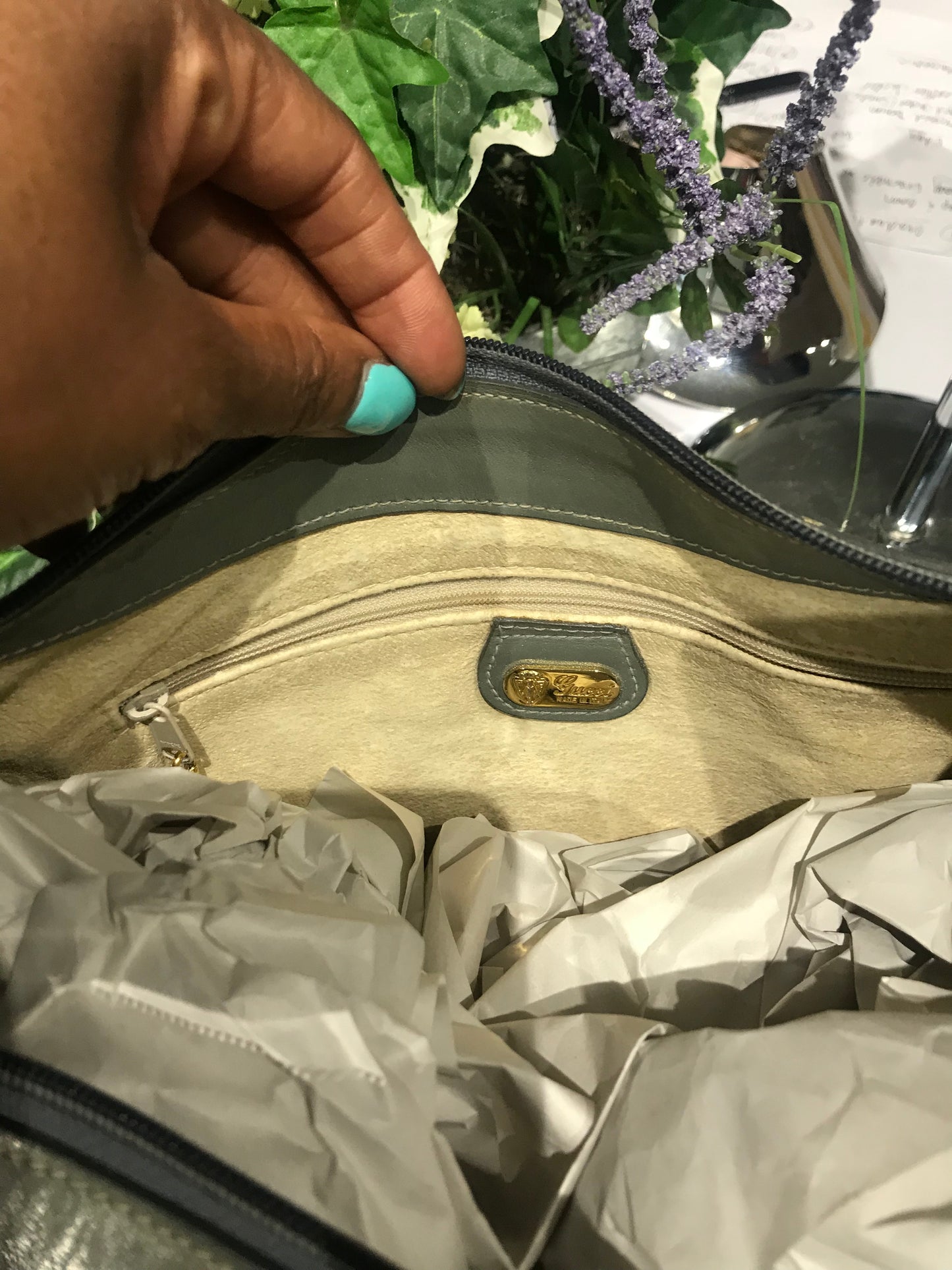 Gucci Vintage Monogrammed Grey Crossbody!