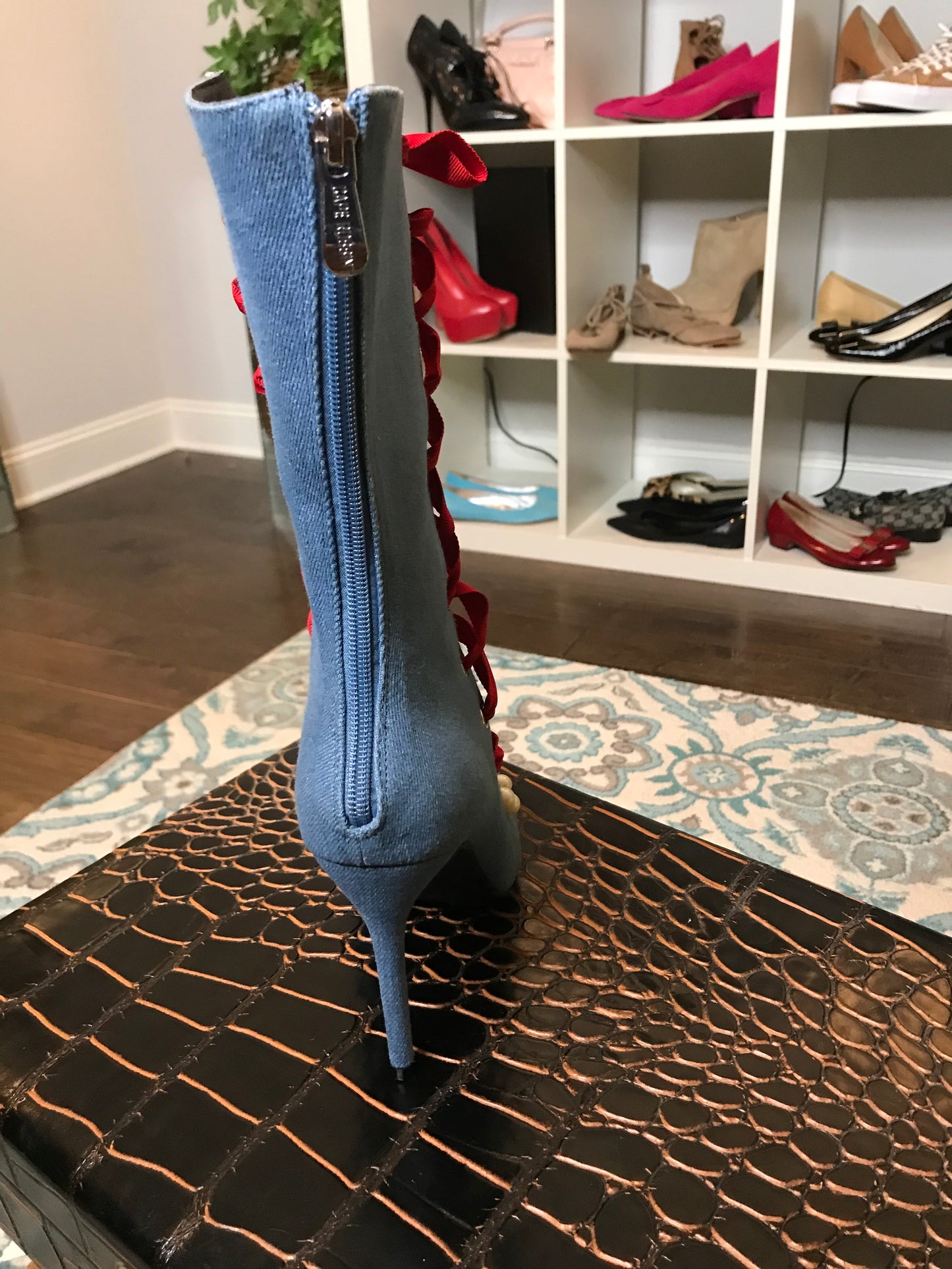 LACED! Ribboned Mid Calf Bootie! Sizes 5-10