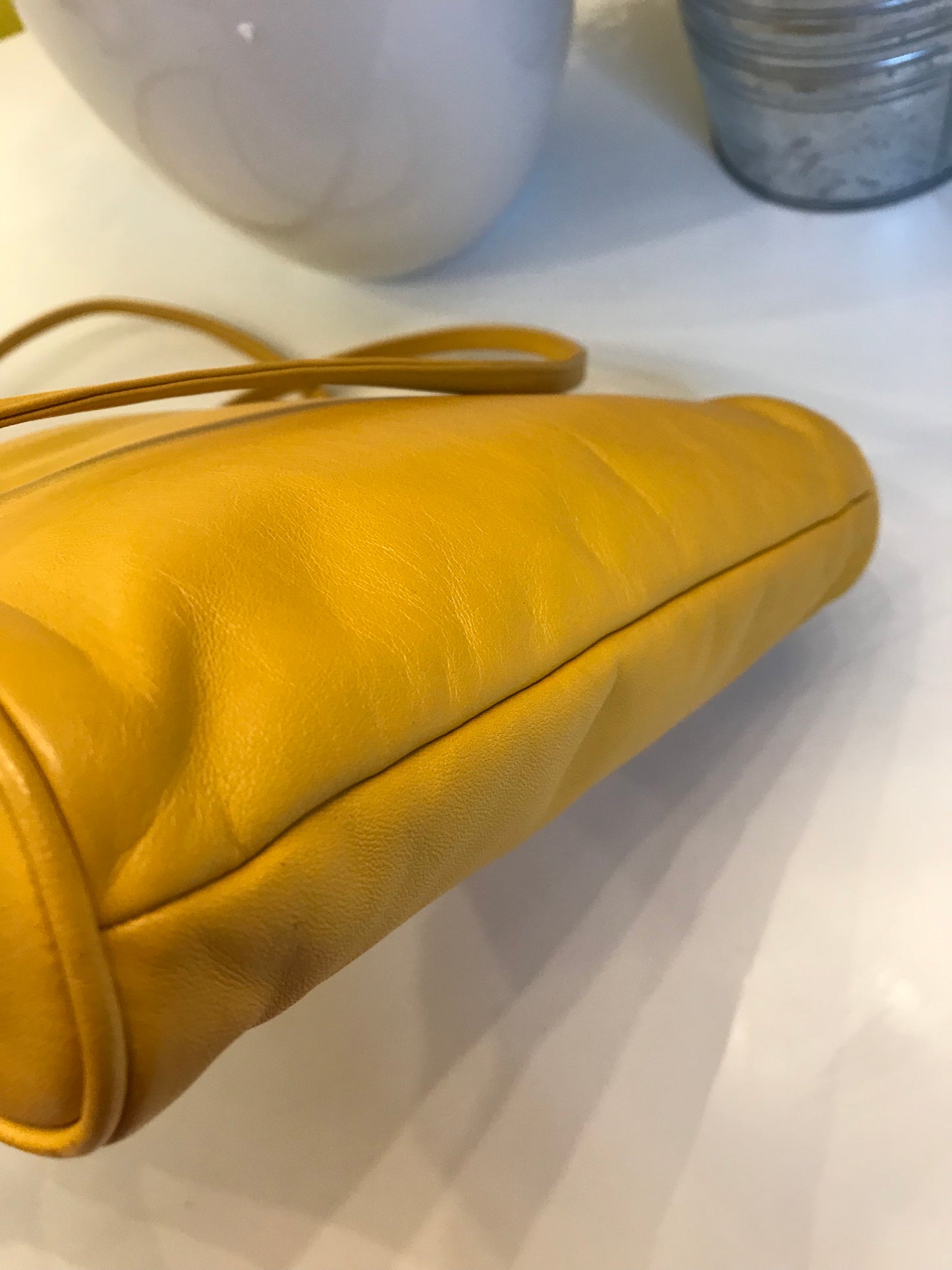 VINTAGE Canary Leather Crossbody!