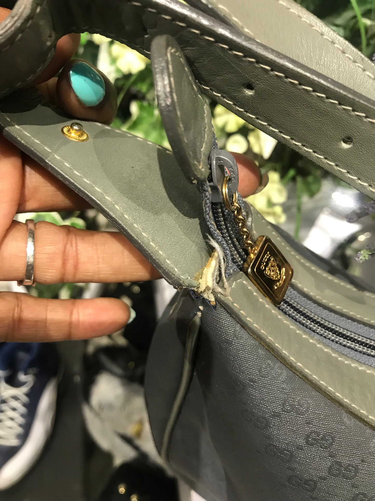 Gucci Vintage Monogrammed Grey Crossbody!