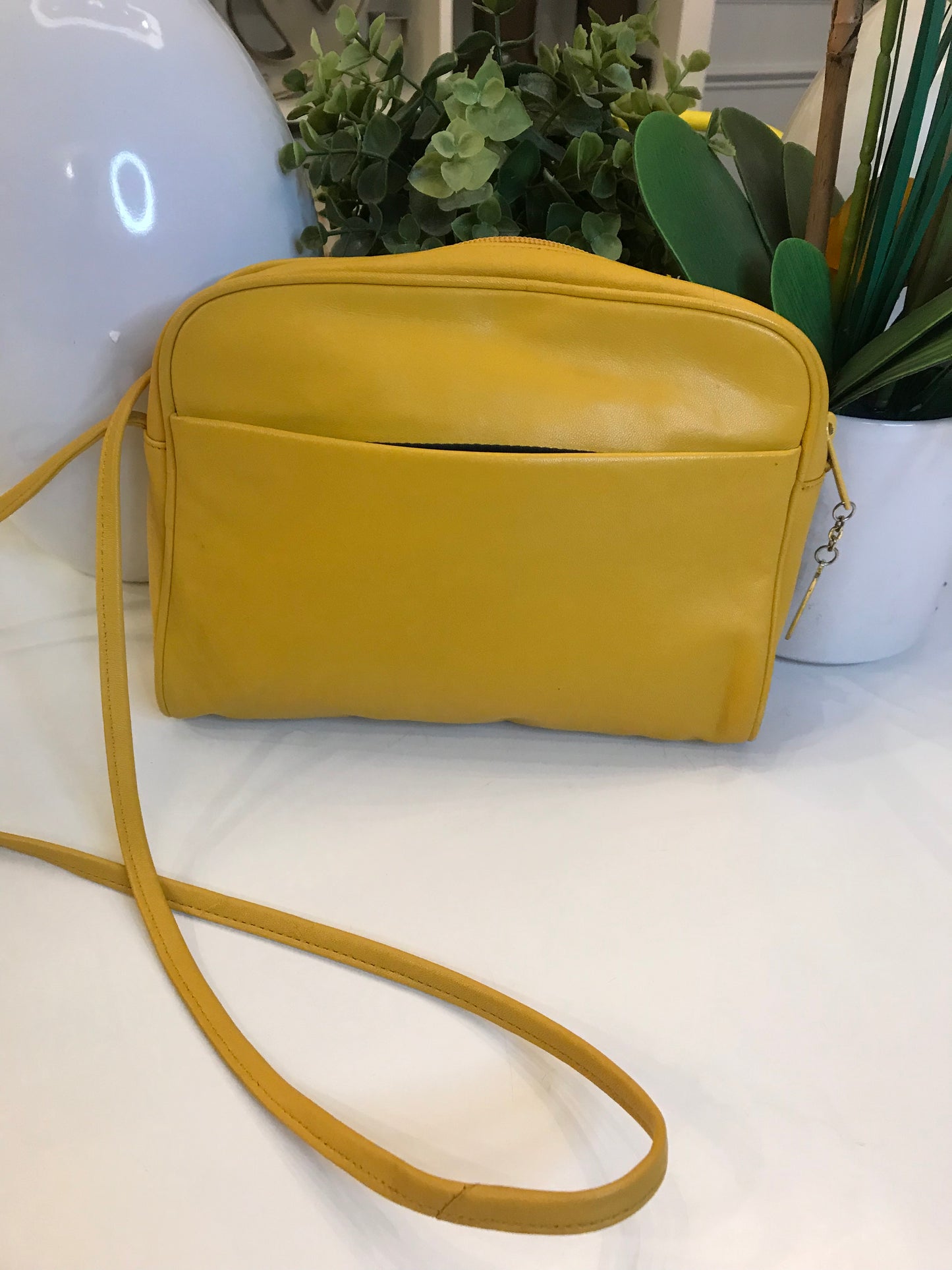 VINTAGE Canary Leather Crossbody!