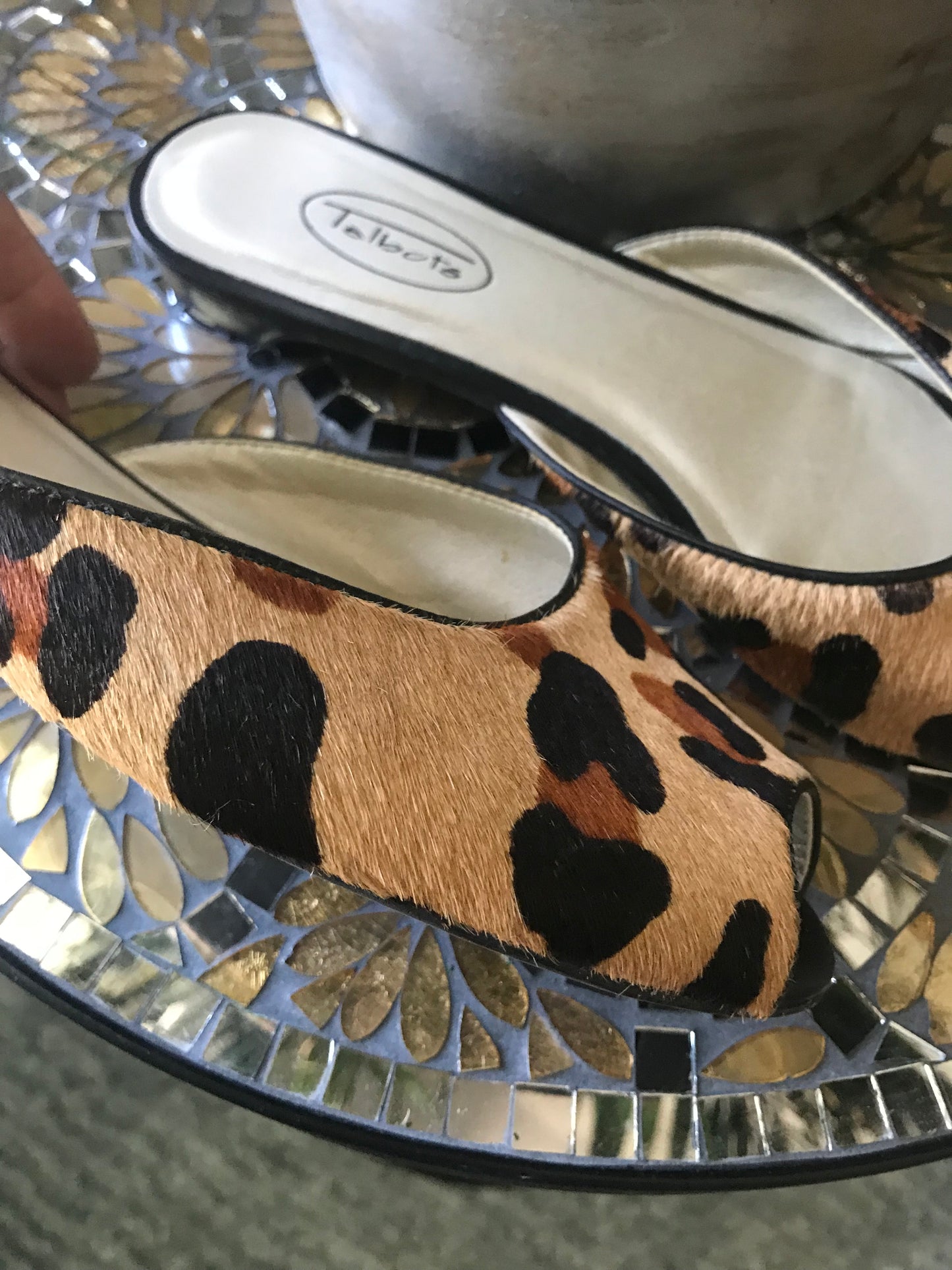 Talbots Leopard Flat Mules! Size 8