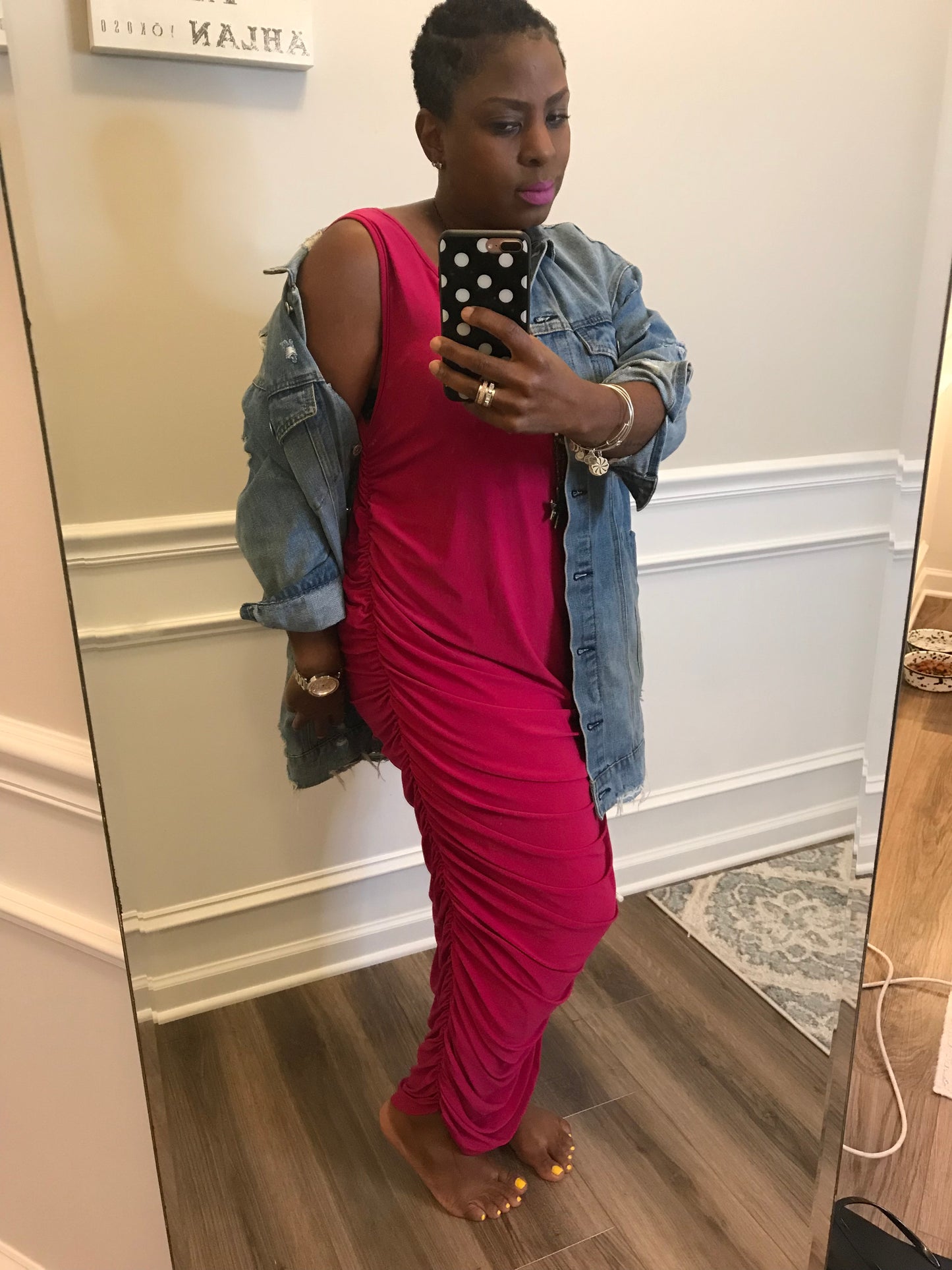 Magenta Ruched Dress! Size M-XL