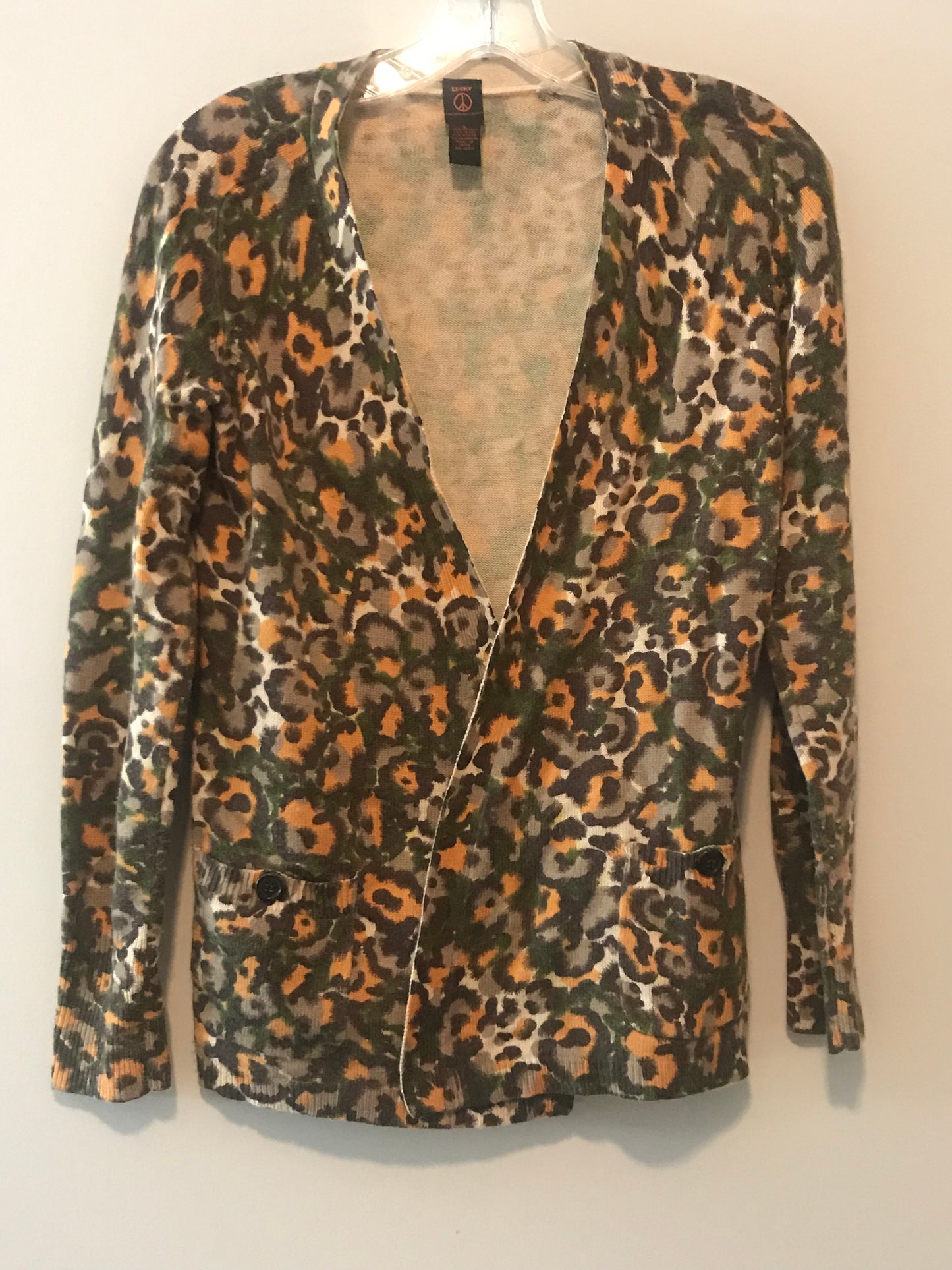 Camo Cardigan: Sz S
