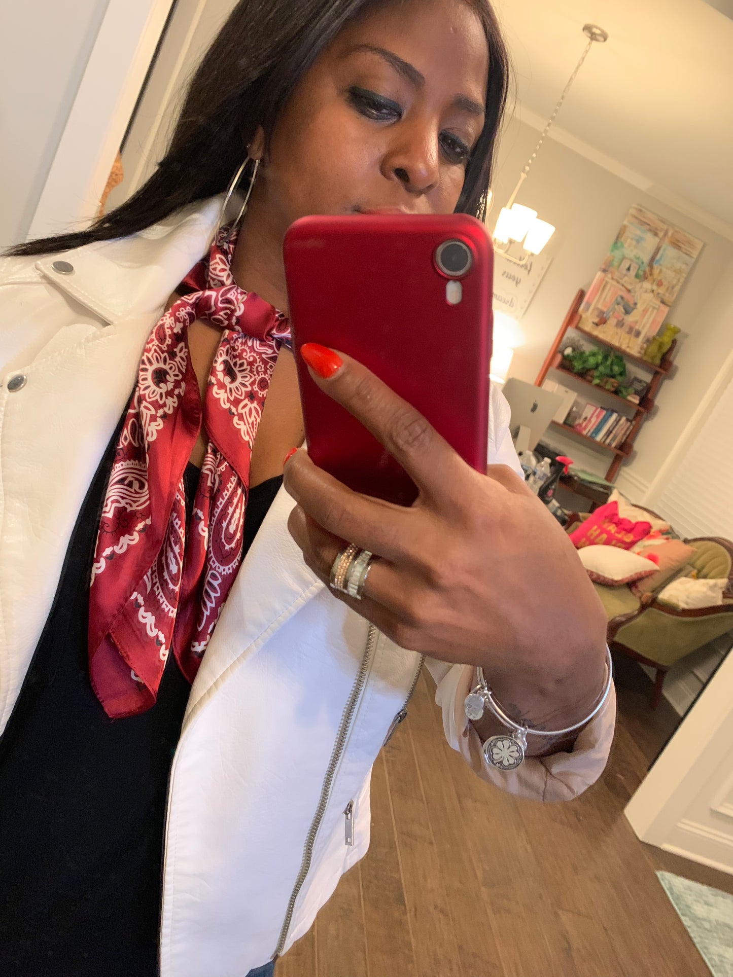 Satin Fashion Bandanna: STRAWBERRY RED